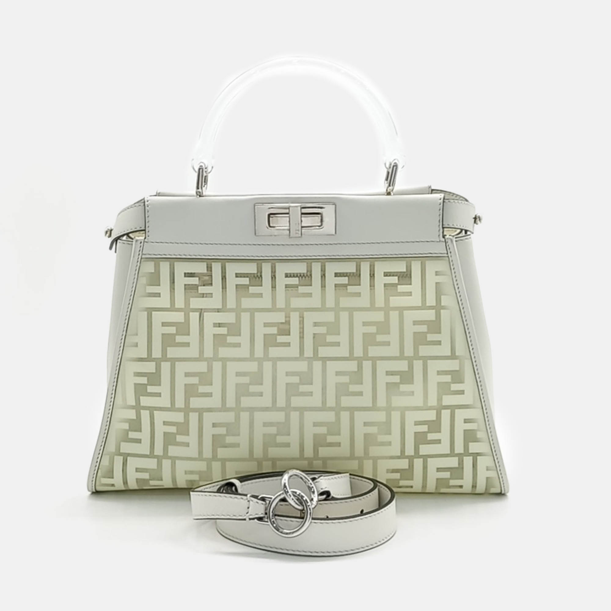 

Fendi White Leather PU Peekaboo Medium Bag