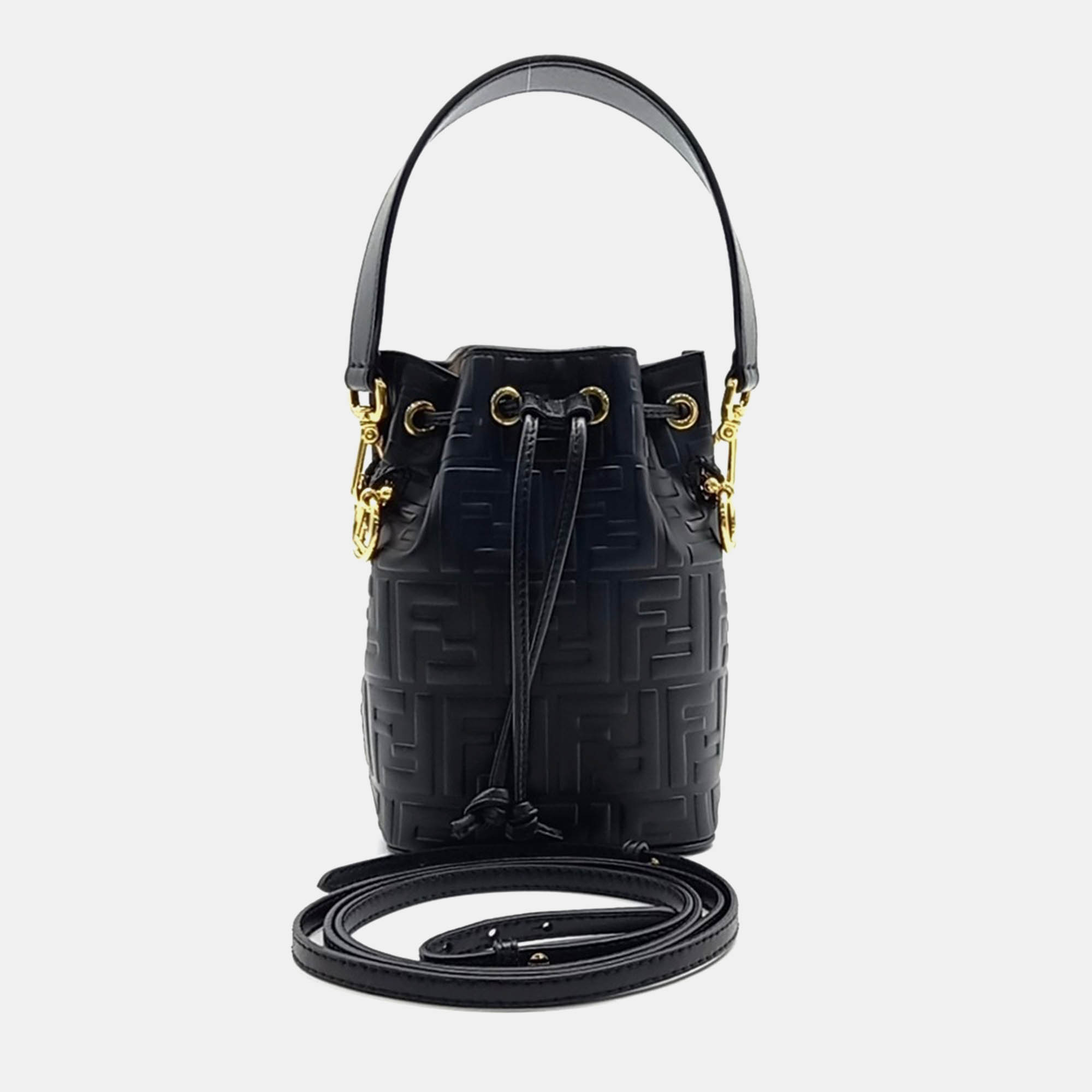 

Fendi Black Leather Montresor Mini Bucket Bag