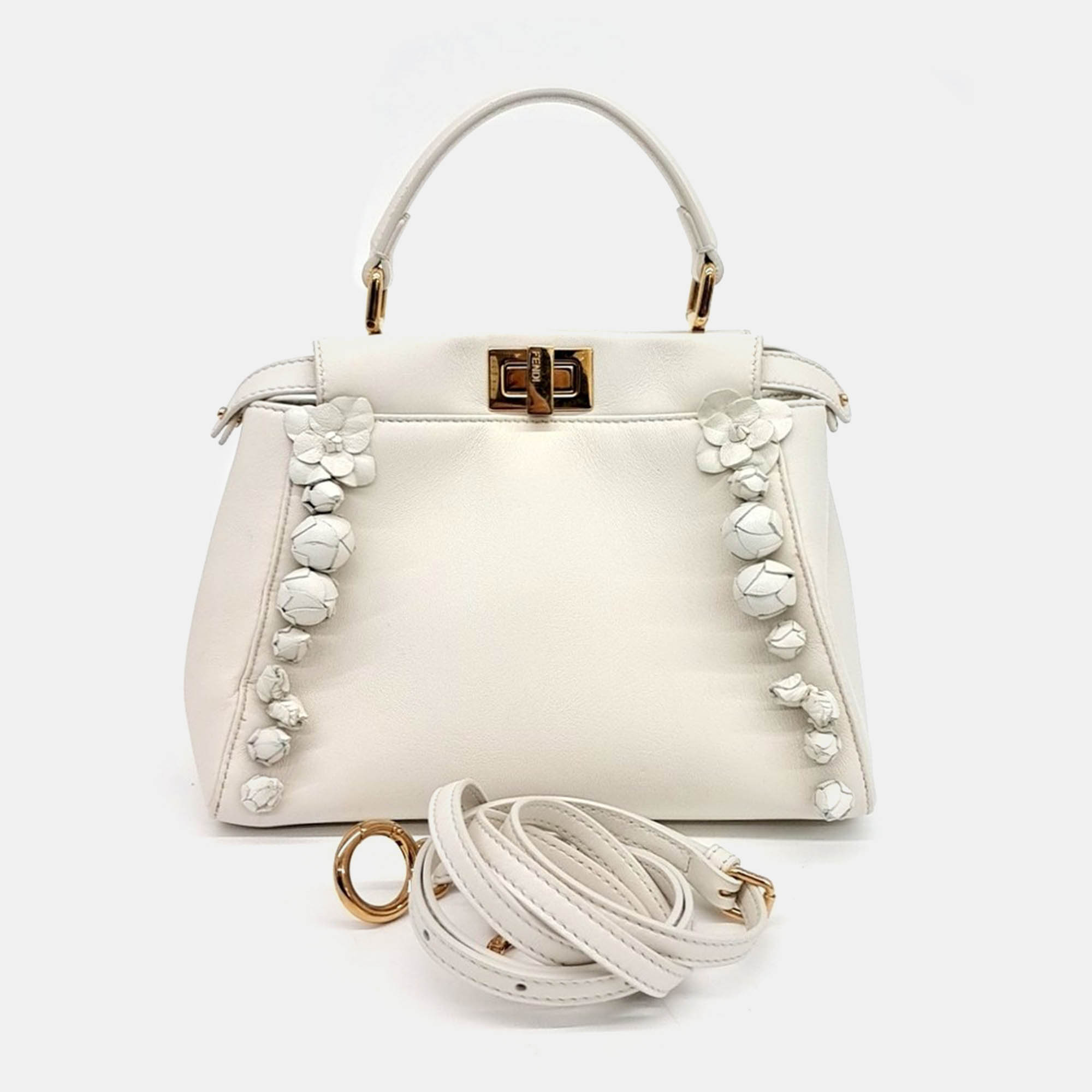 

Fendi White Leather Peekaboo Mini Bag