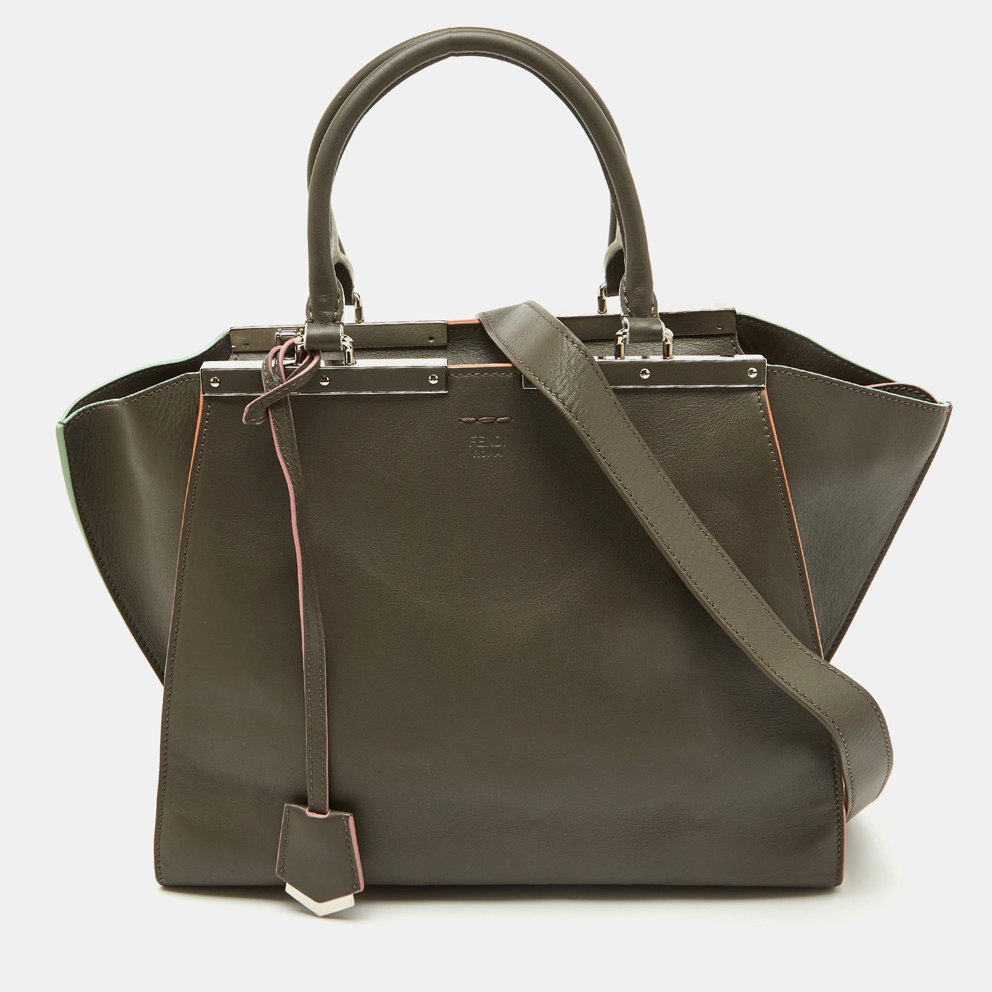 

Fendi Dark Grey Leather  3Jours Tote