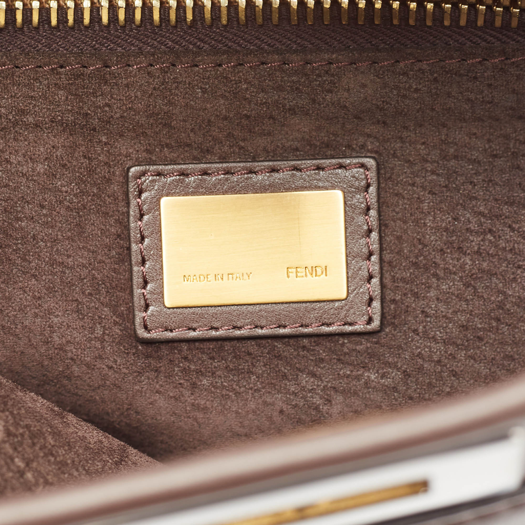 Fendi Dark Brown Leather Medium Peekaboo Top Handle Bag 