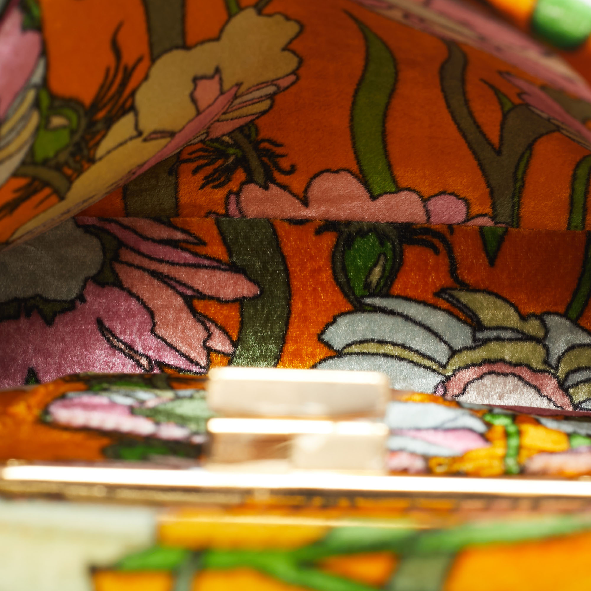Fendi Multicolor Velvet Mini Floral Peekaboo Top Handle Bag 