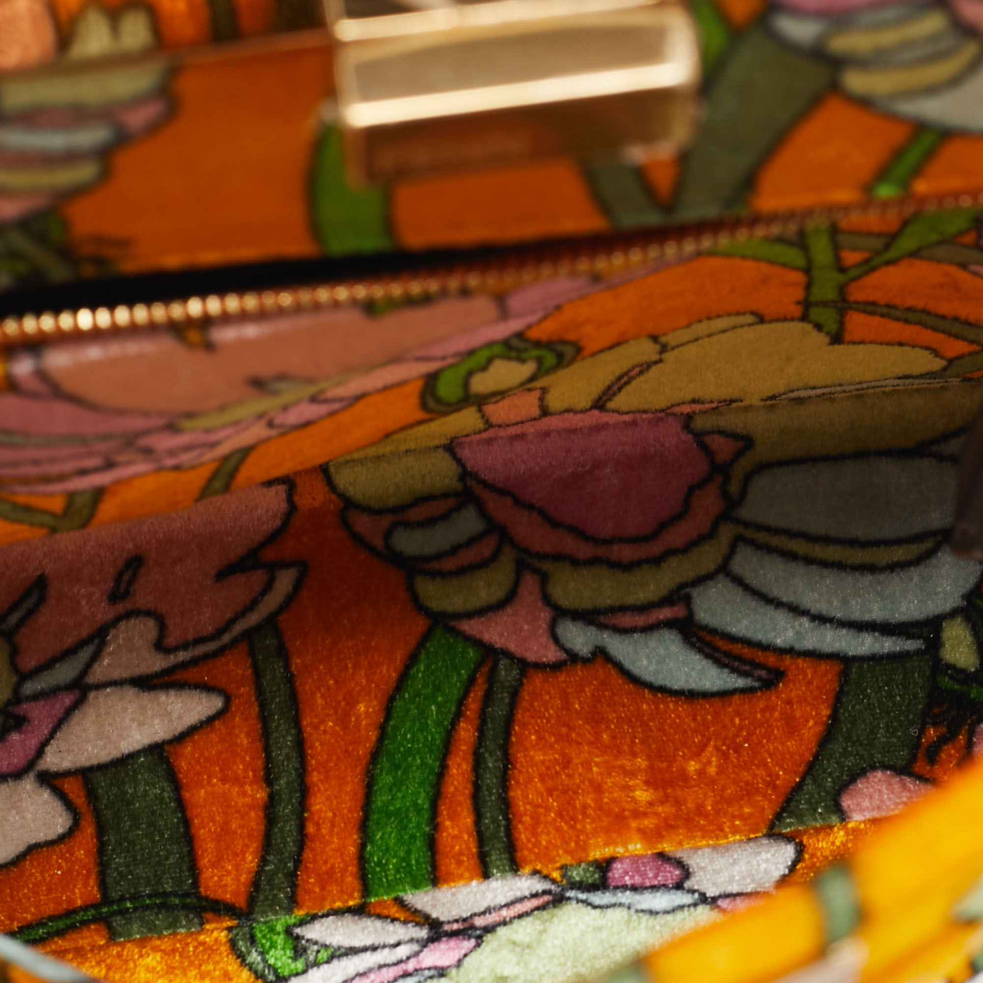 Fendi Multicolor Velvet Mini Floral Peekaboo Top Handle Bag 