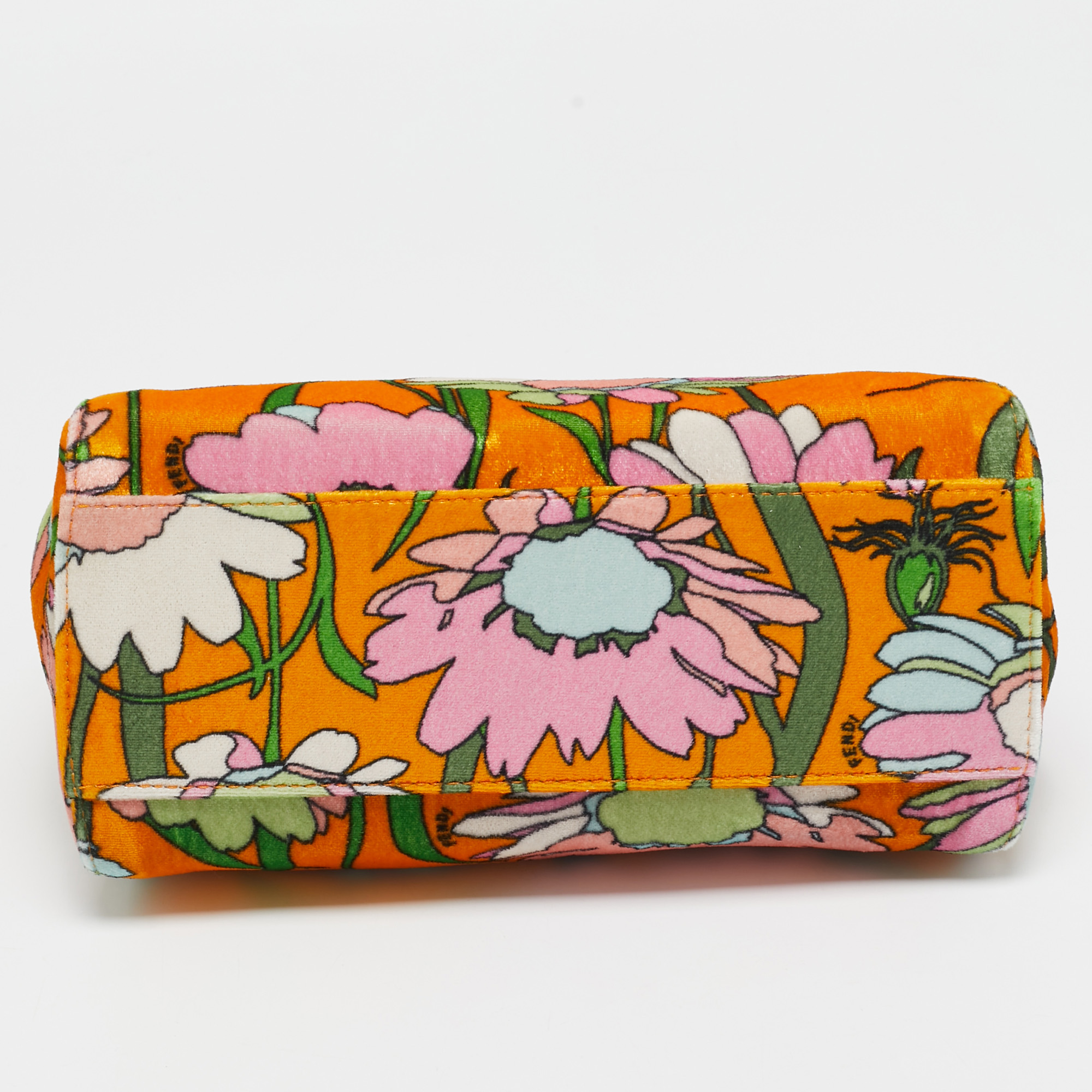 Fendi Multicolor Velvet Mini Floral Peekaboo Top Handle Bag 