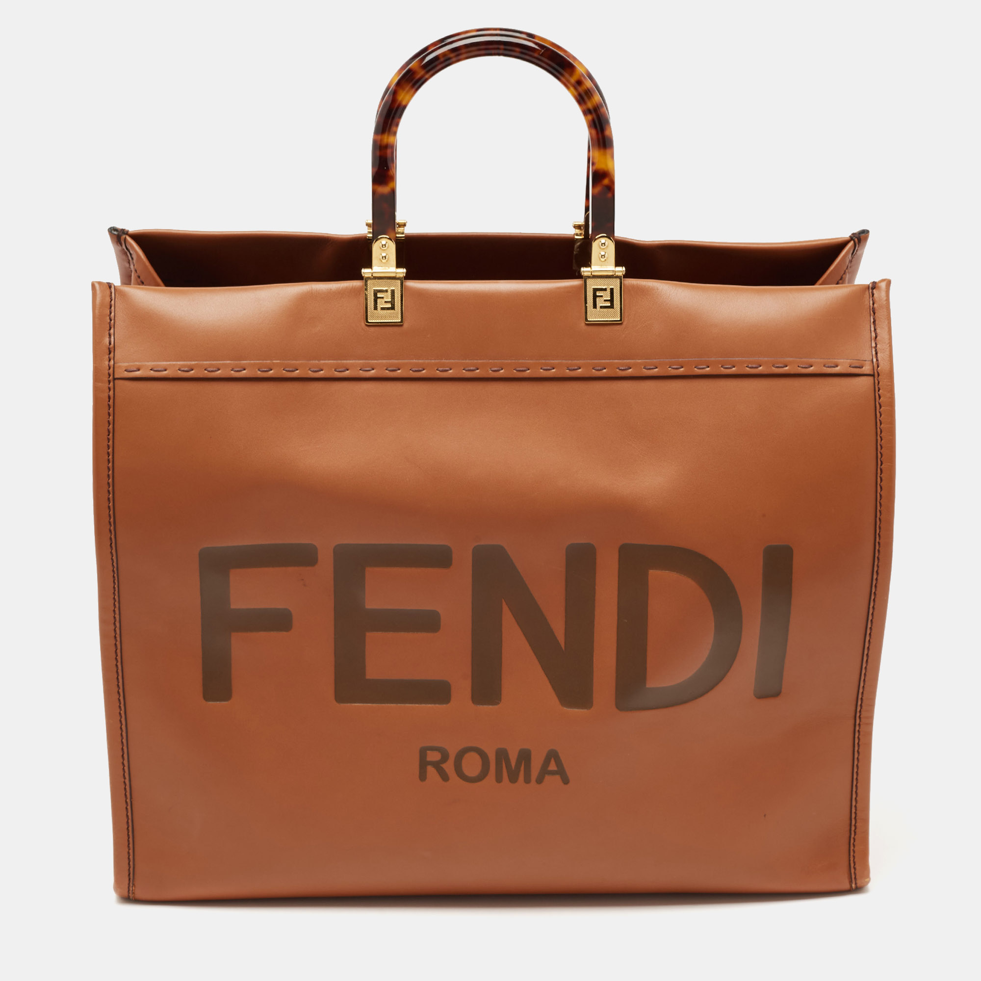 

Fendi Brown Leather Large Sunshine Shopper Tote