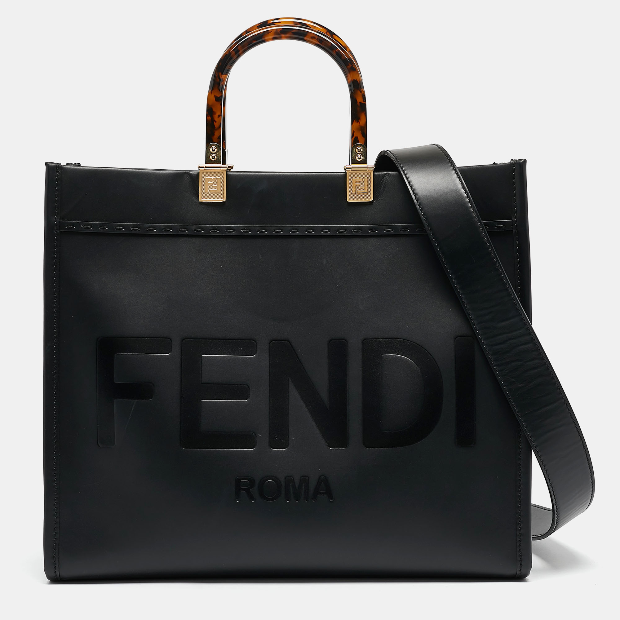 

Fendi Black Leather  Sunshine Shopper Tote