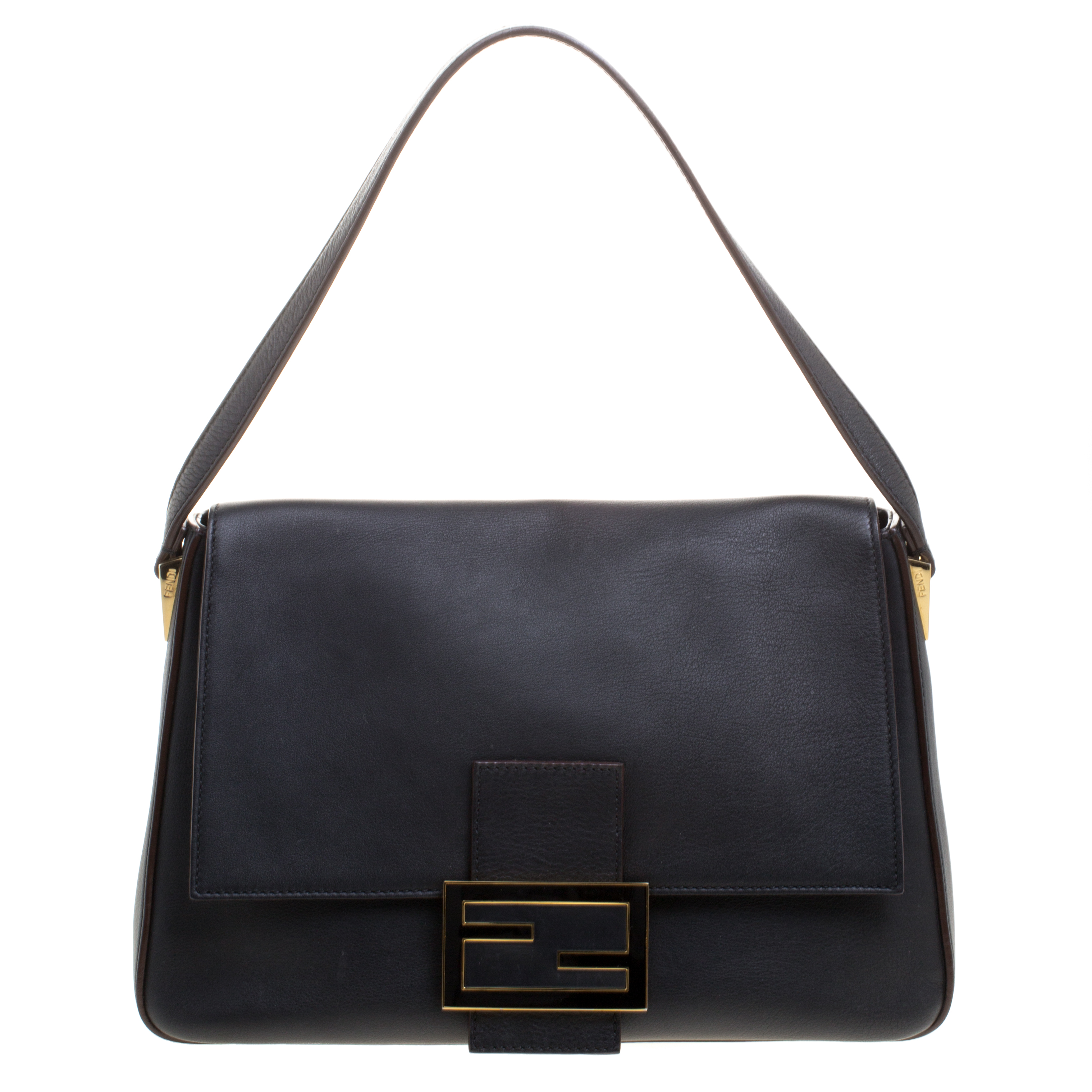 Pre Owned Fendi Navy Blue Leather Mama Shoulder Bag