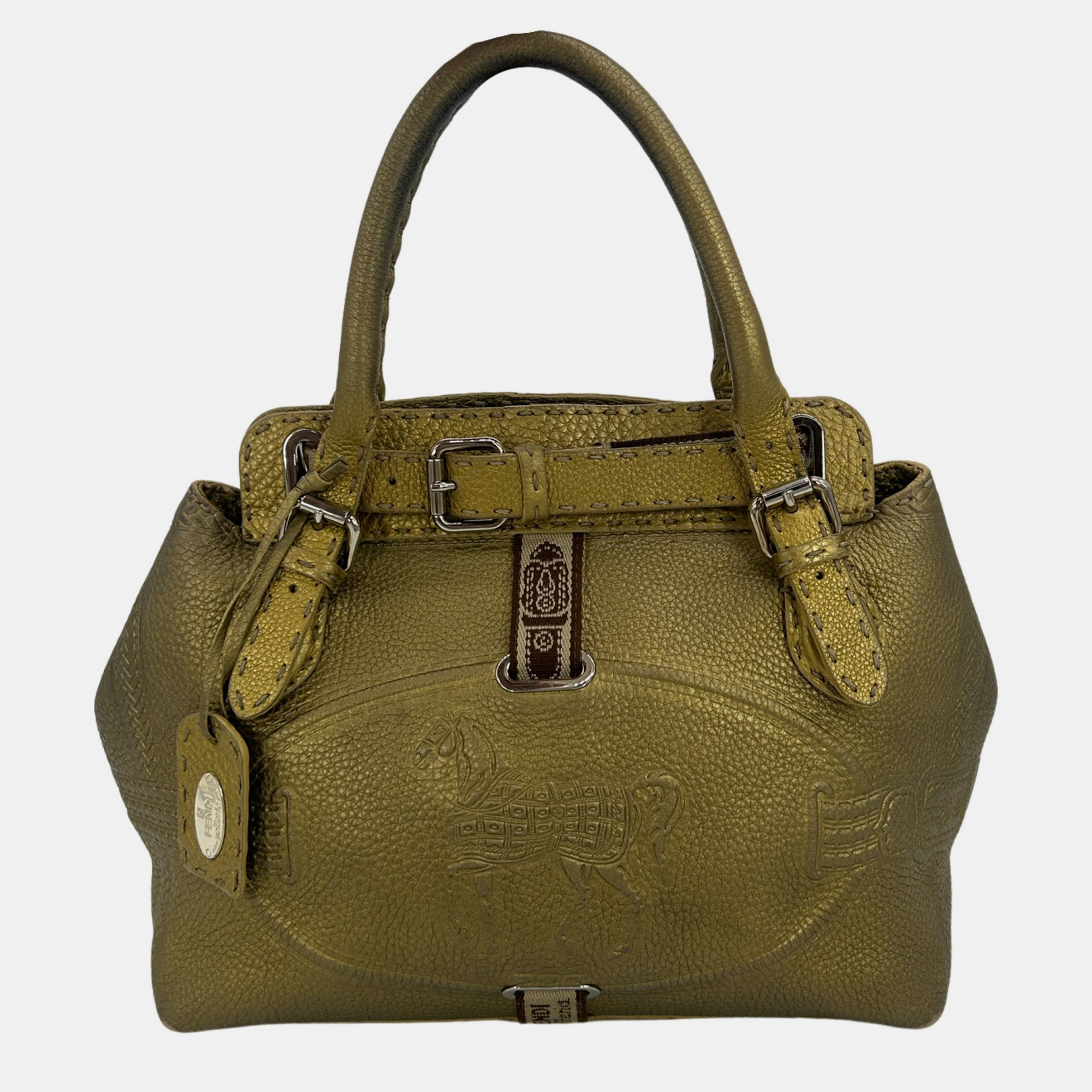 

Fendi Selleria Villa Borghese Gold Leather Tote bag