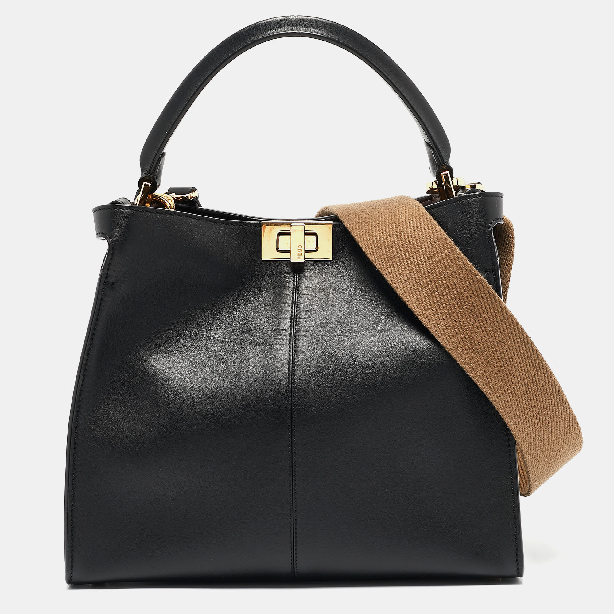 

Fendi Black Leather  Peekaboo X-Lite Top Handle Bag