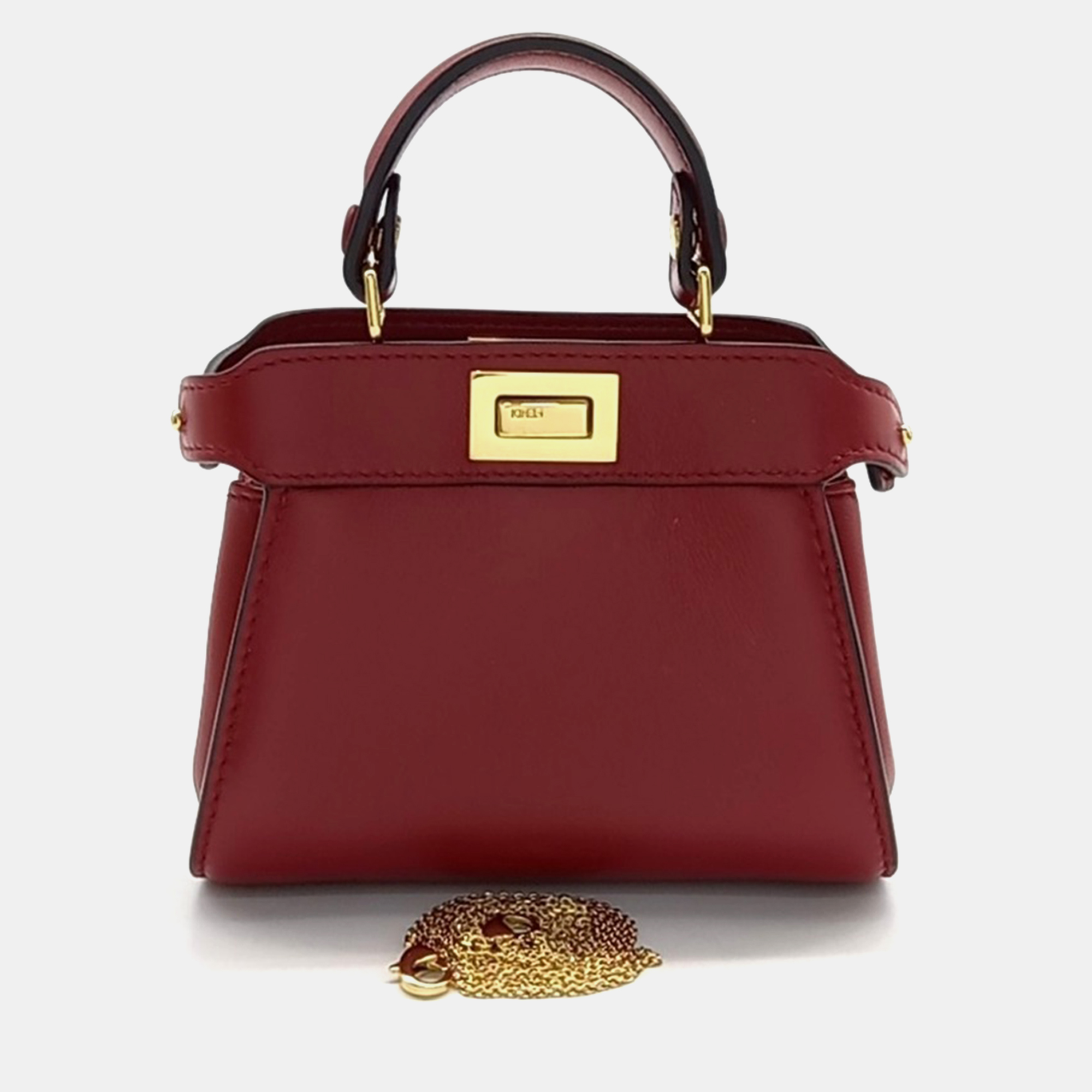 

Fendi Red Leather Nano Peekaboo Crossbody Bag