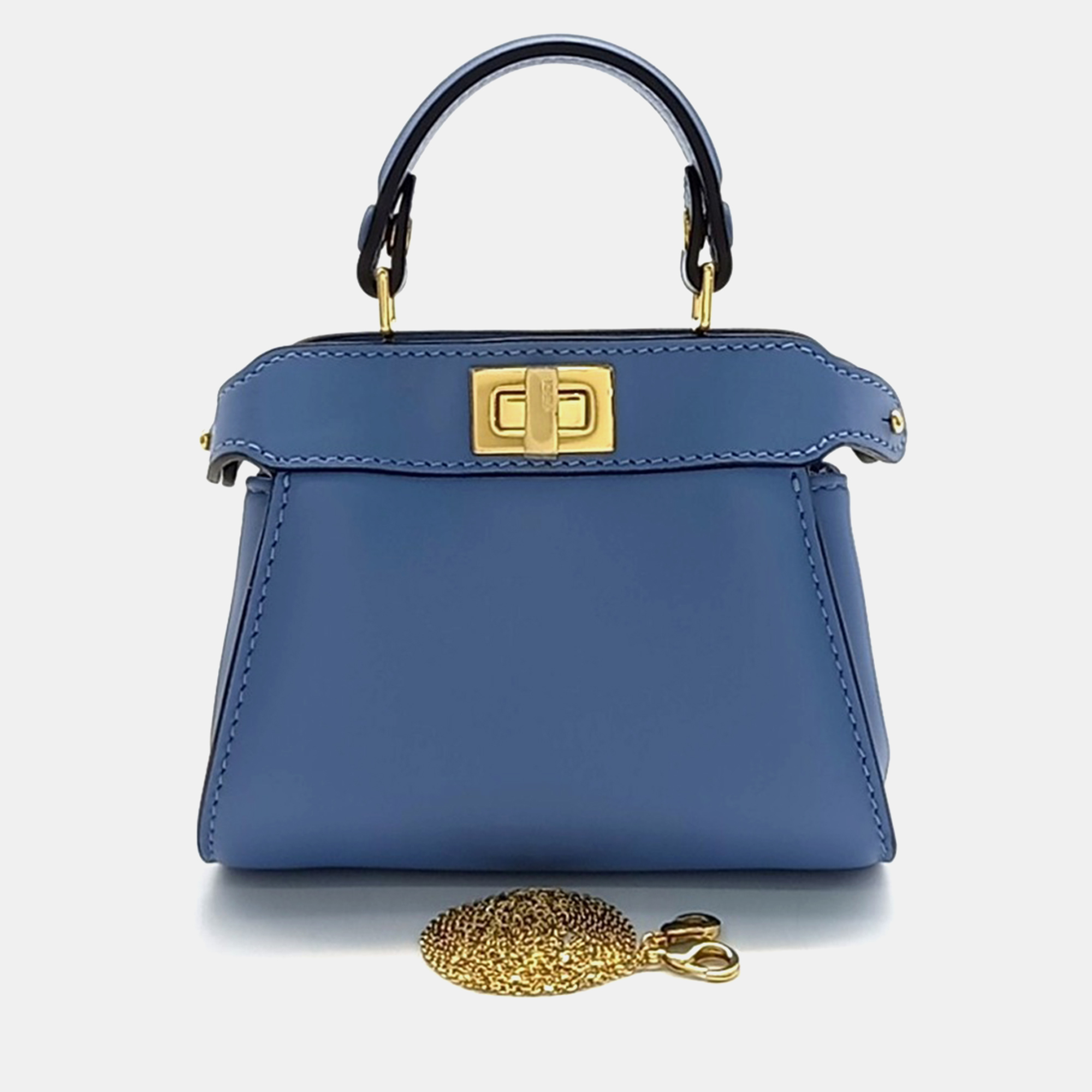 

Fendi Blue Leather Nano Peekaboo Crossbody Bag