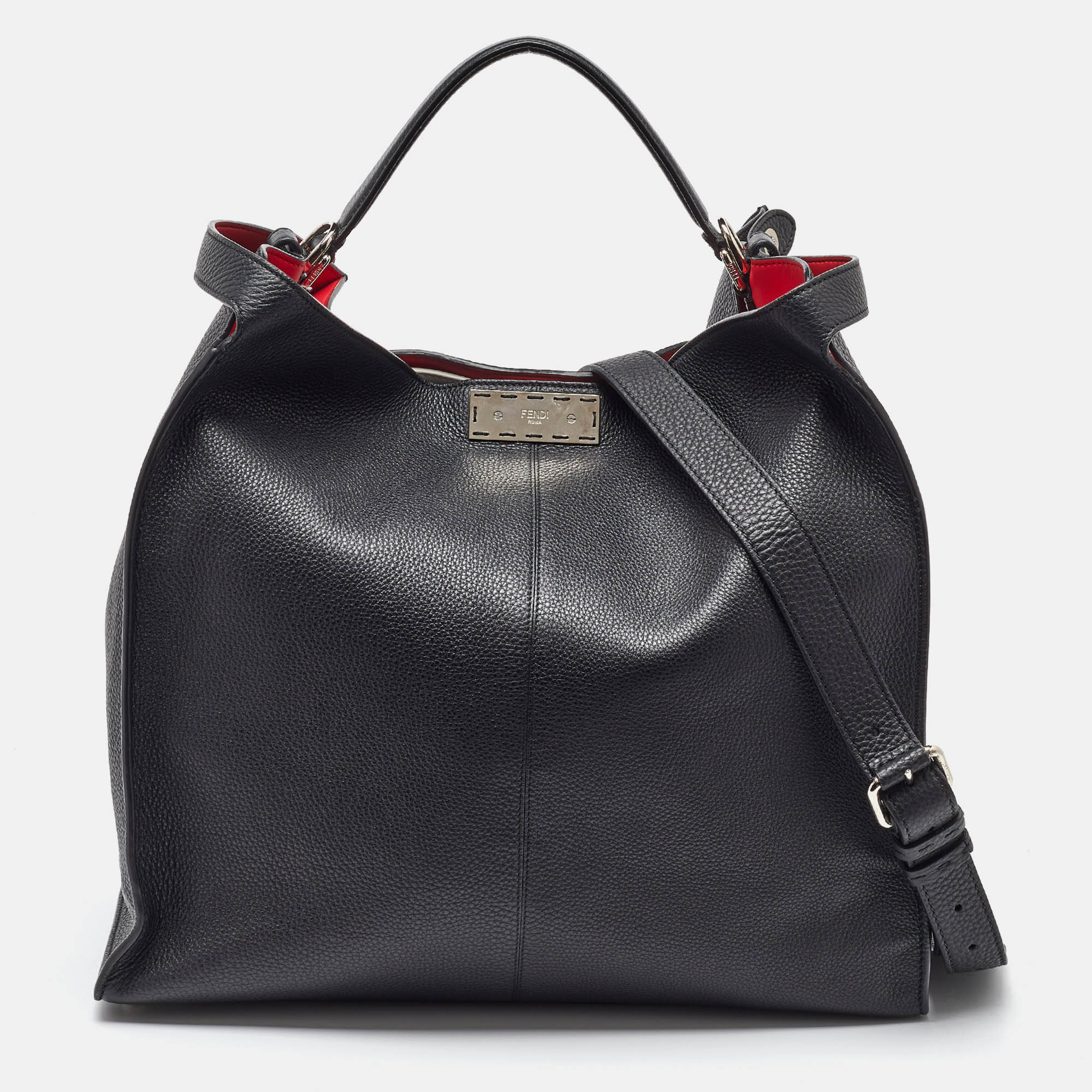 

Fendi Black Leather Peekaboo X-Lite Fit Shopper Tote