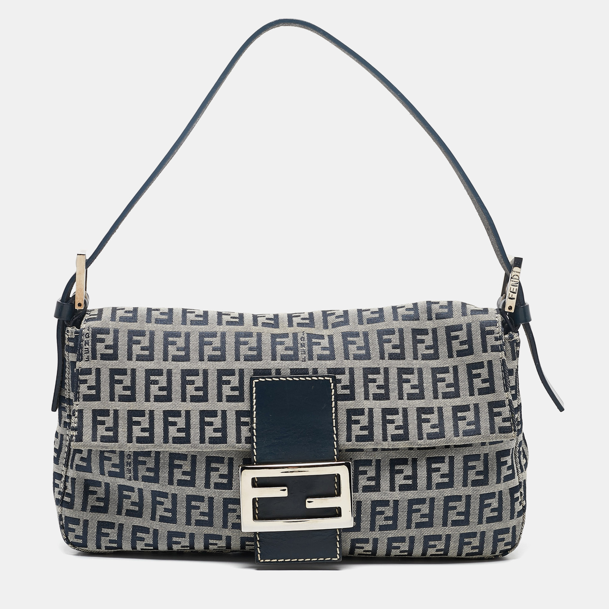 

Fendi Blue Zucchino Canvas Baguette Bag