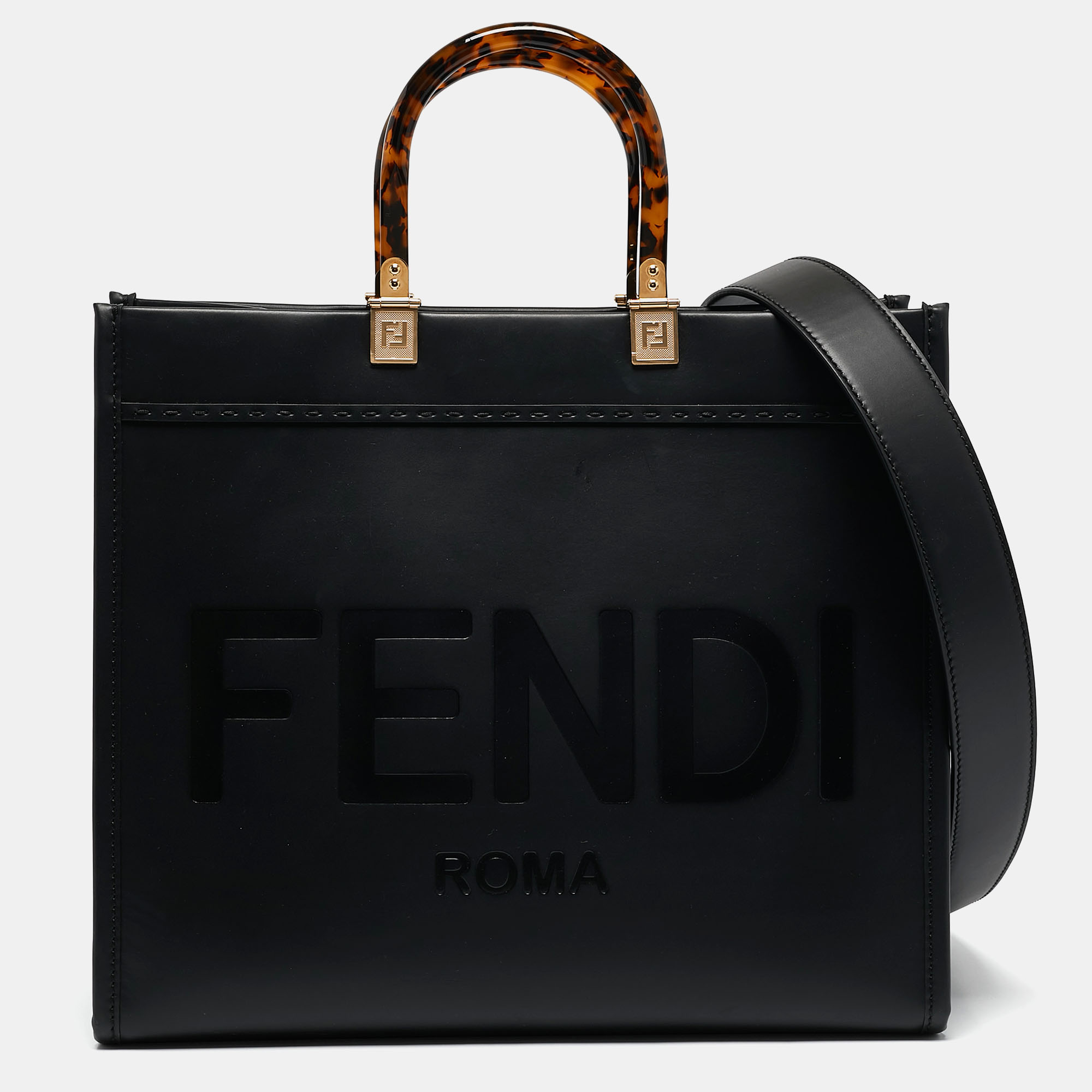 

Fendi Black Leather  Sunshine Shopper Tote