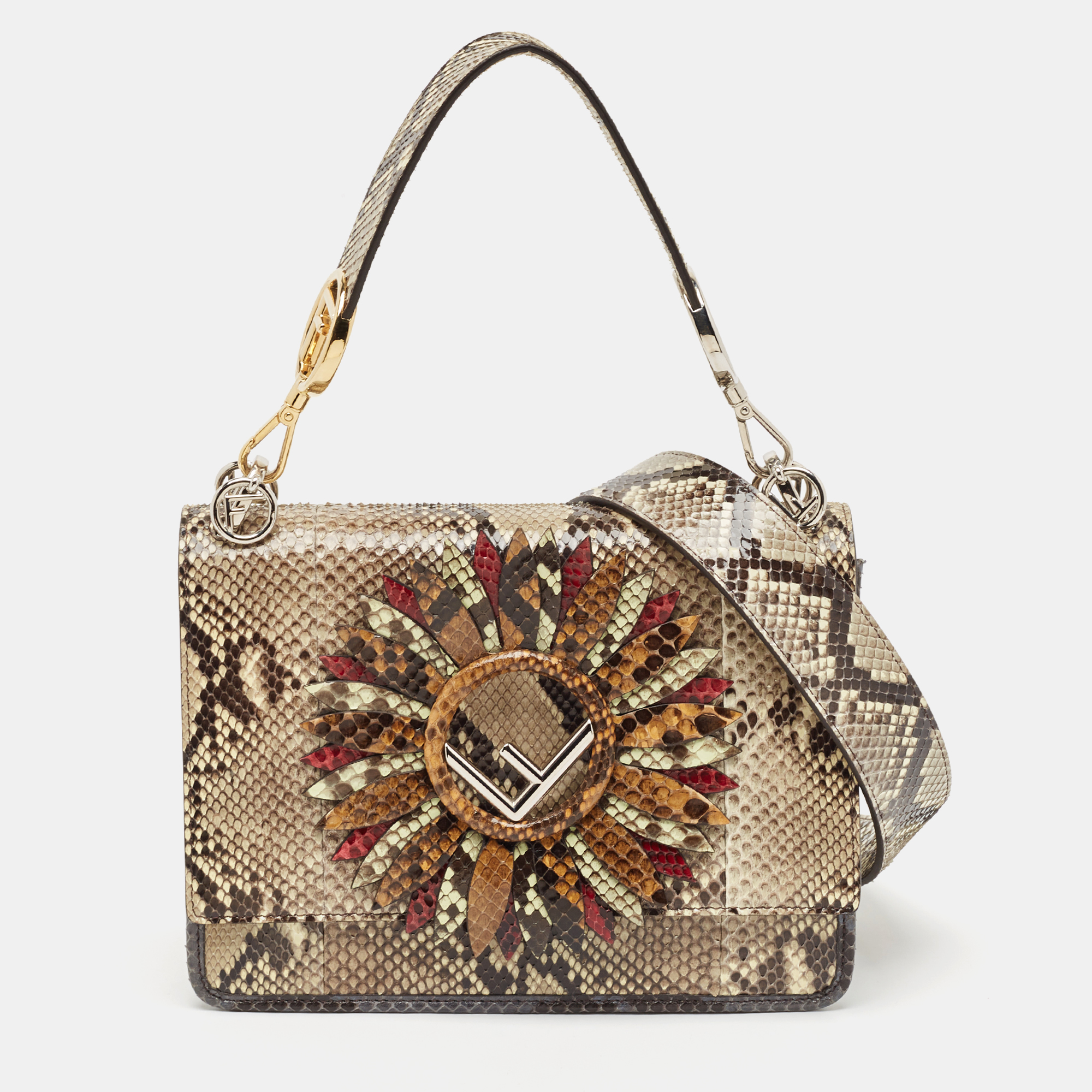 

Fendi Beige Python Kan I F Logo Top Handle Bag