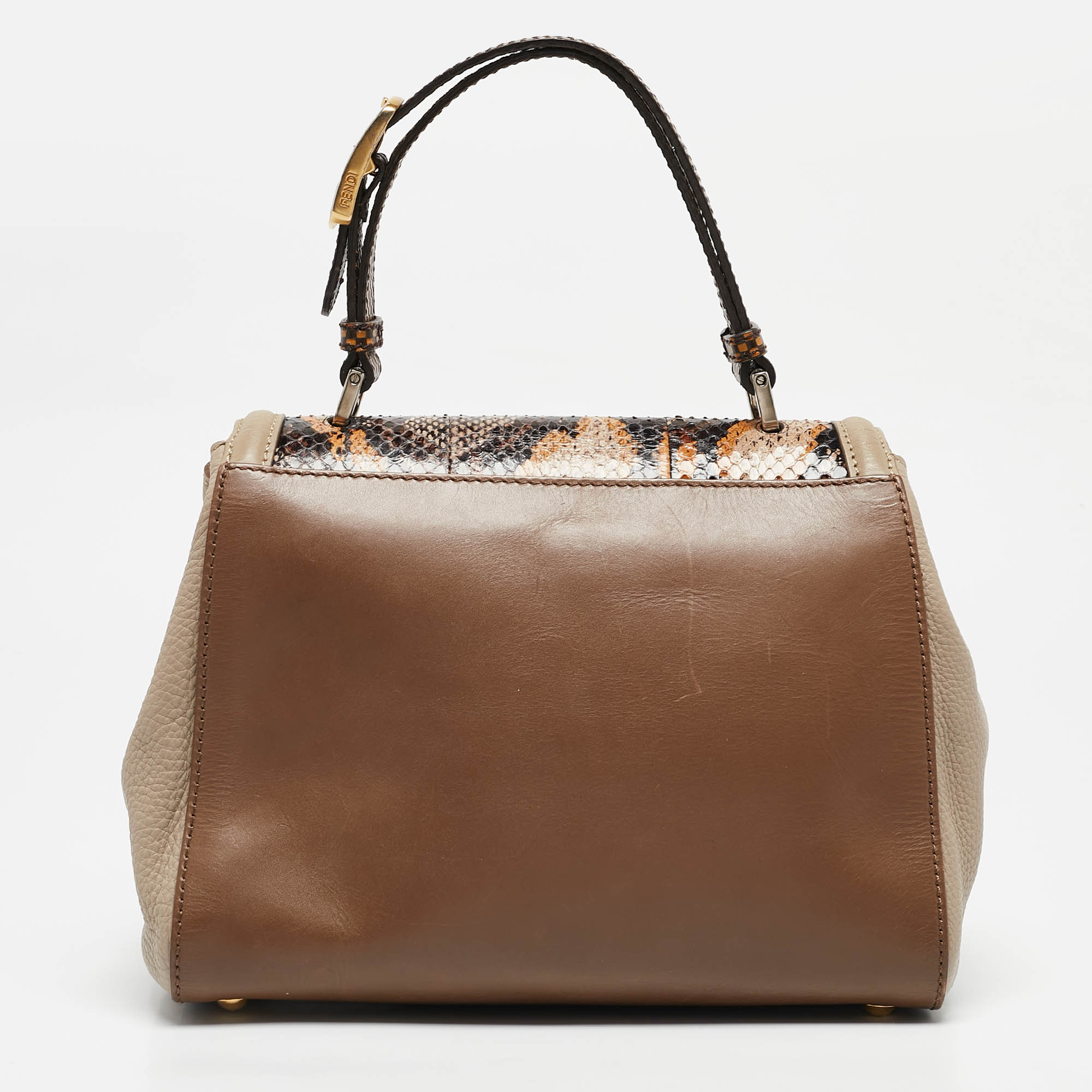 Fendi Multicolor Leather and Python Silvana Top Handle Bag 