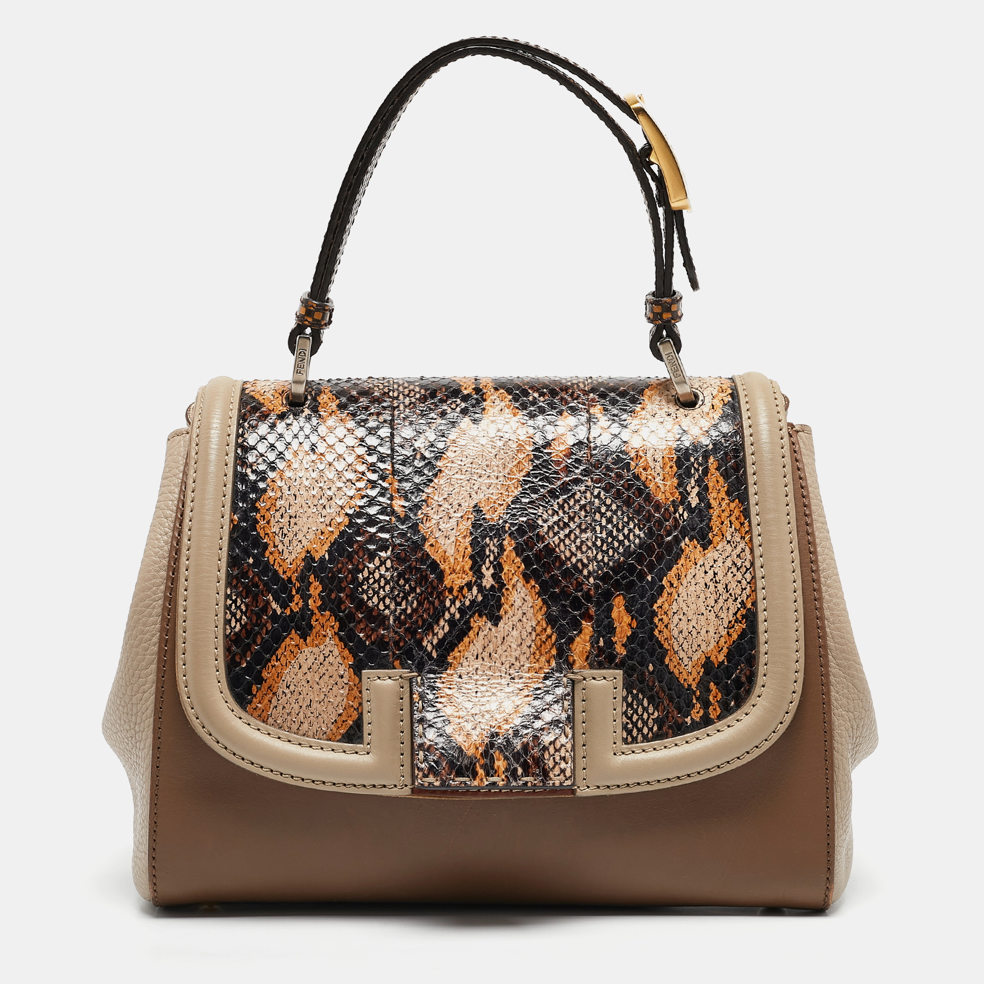 

Fendi Multicolor Leather and Python Silvana Top Handle Bag