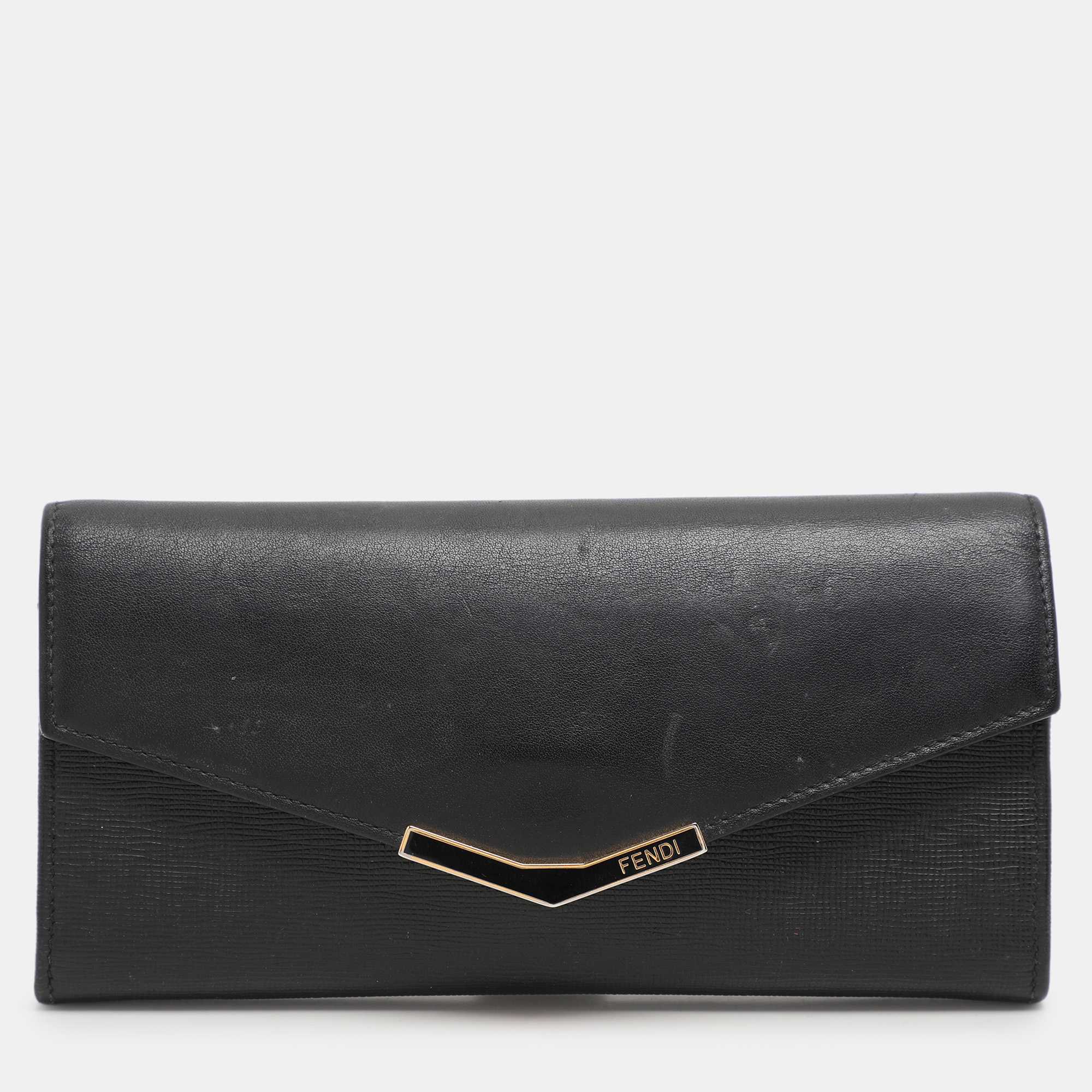 

Fendi Black Leather 2Jours Continental Wallet