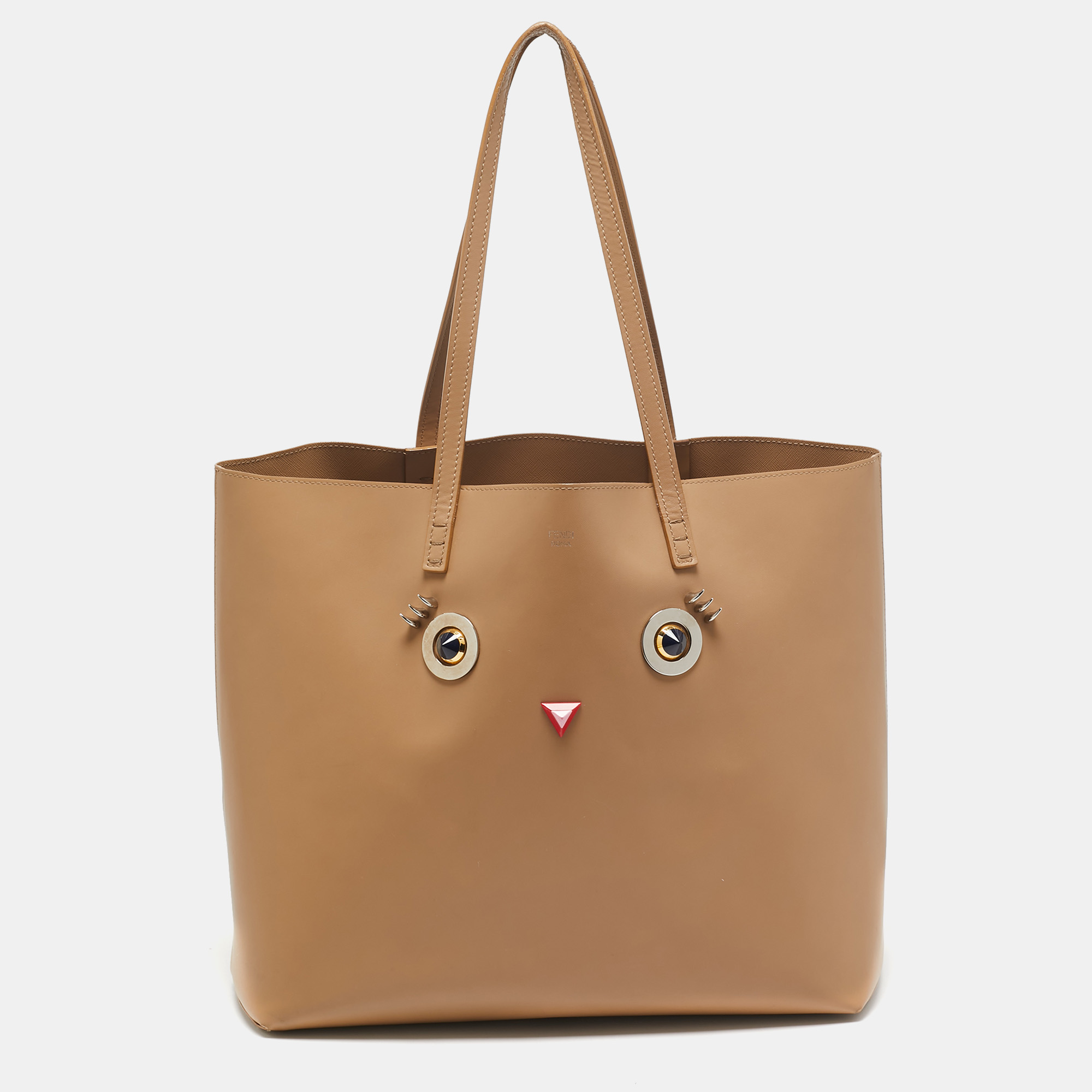 

Fendi Beige Leather Hypnoteyes Shopping Tote