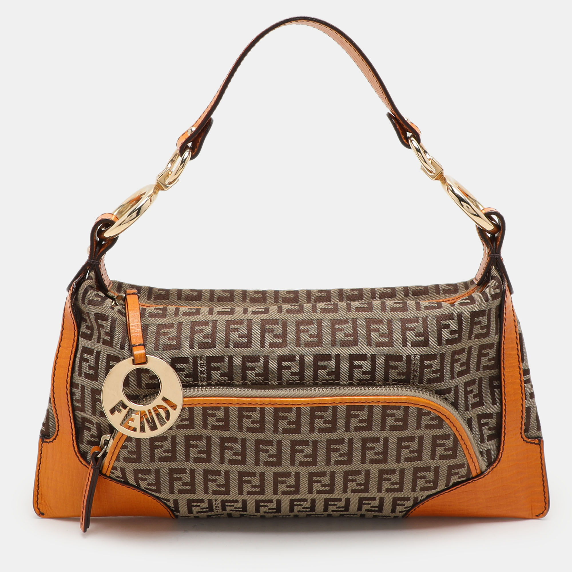 

Fendi Beige/Orange Zucchino Canvas Chef Shoulder Bag