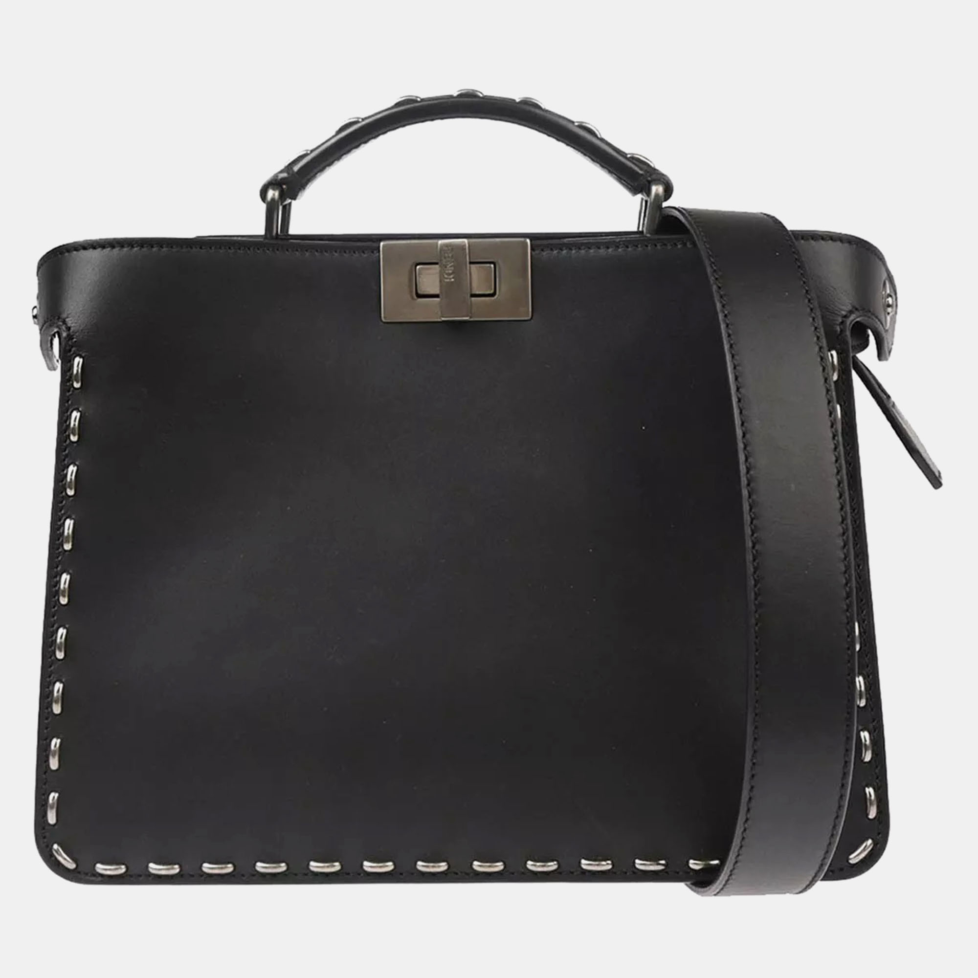 

Fendi Black Leather Peekaboo ISeeU Handbag