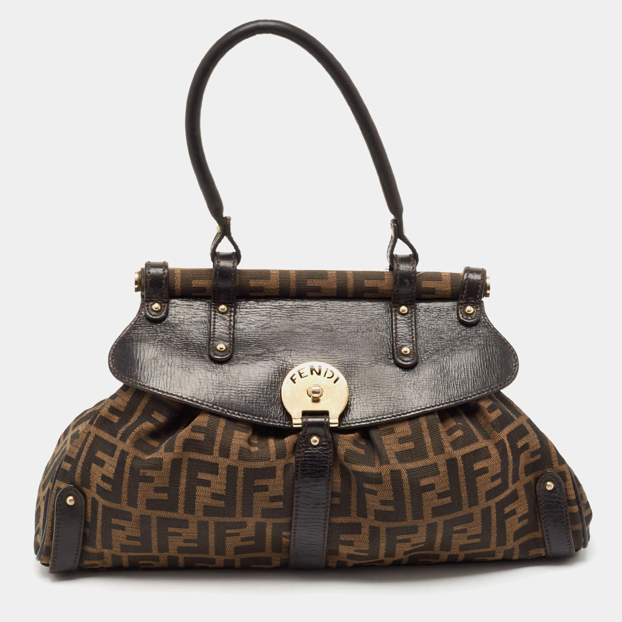 

Fendi Tobacco Zucca Canvas and Leather Magic Bag, Brown