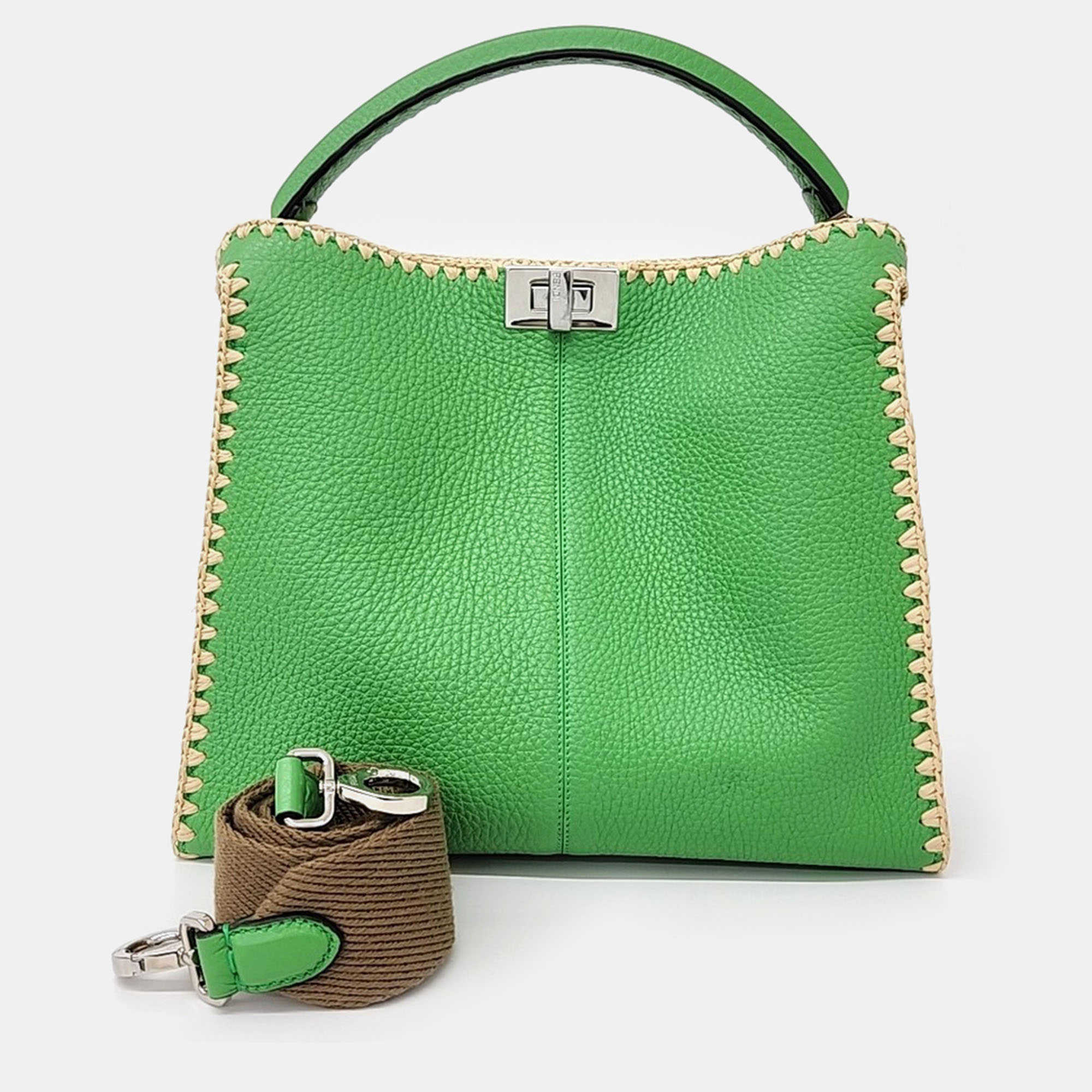 

Fendi Green Leather Selleria Tote And Shoulder Bag