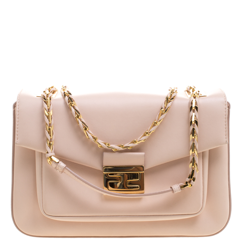 Fendi Blush Pink Leather Be Baguette Shoulder bag