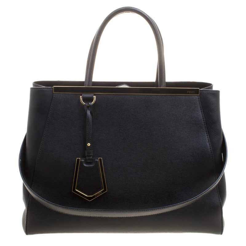 Pre Owned Fendi Black Saffiano Leather 2Jours Tote