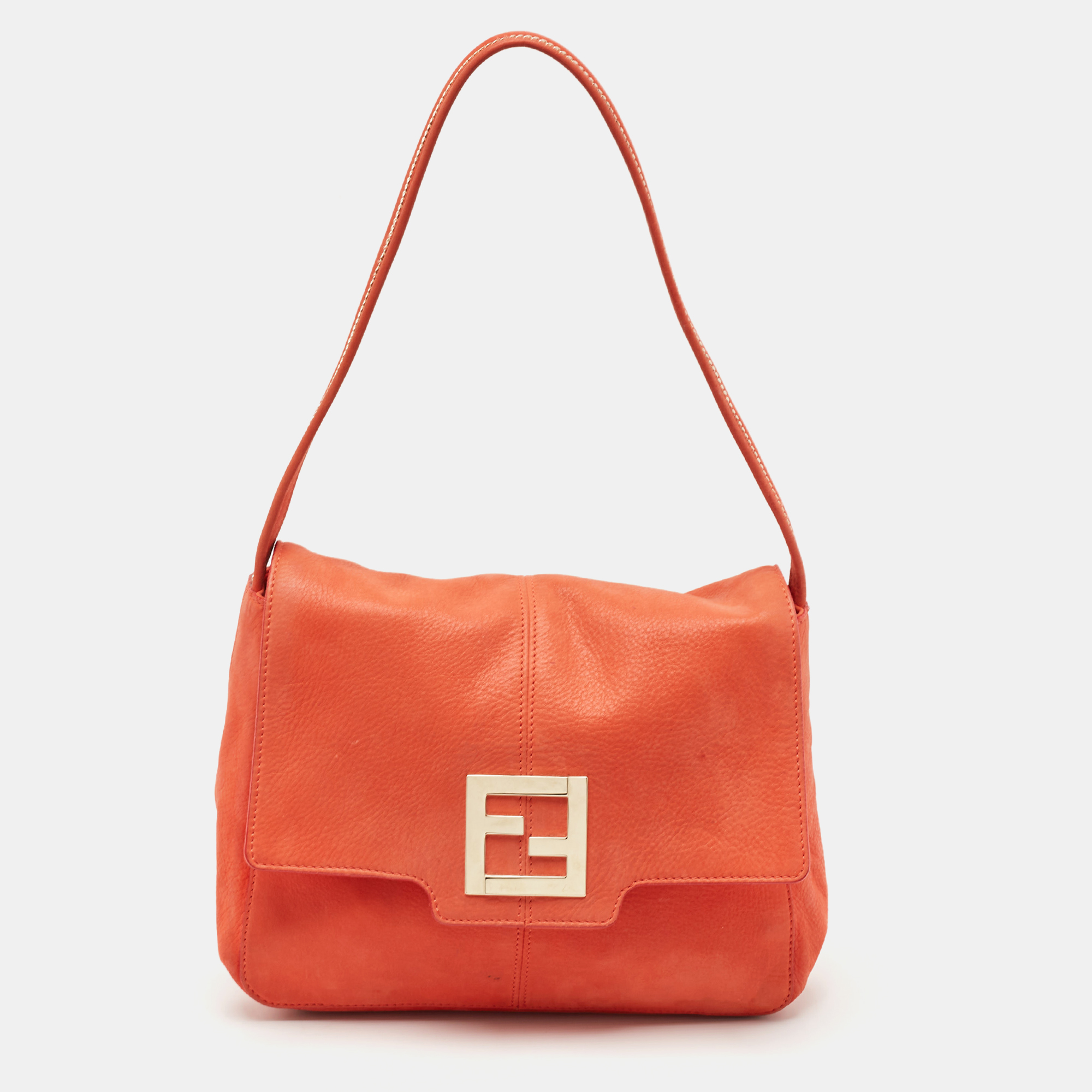 

Fendi Orange Nubuck Leather Mama Baguette Bag