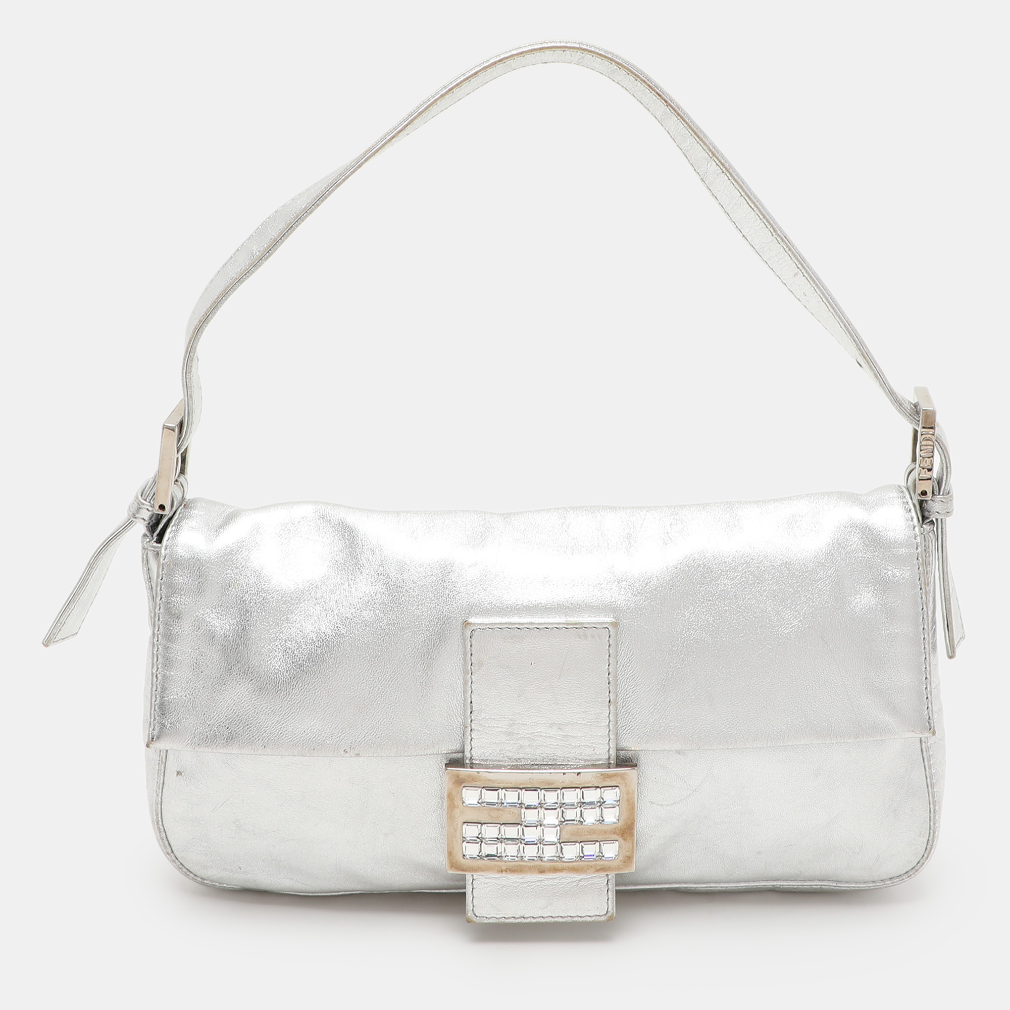 

Fendi Silver Leather Mama Baguette Bag