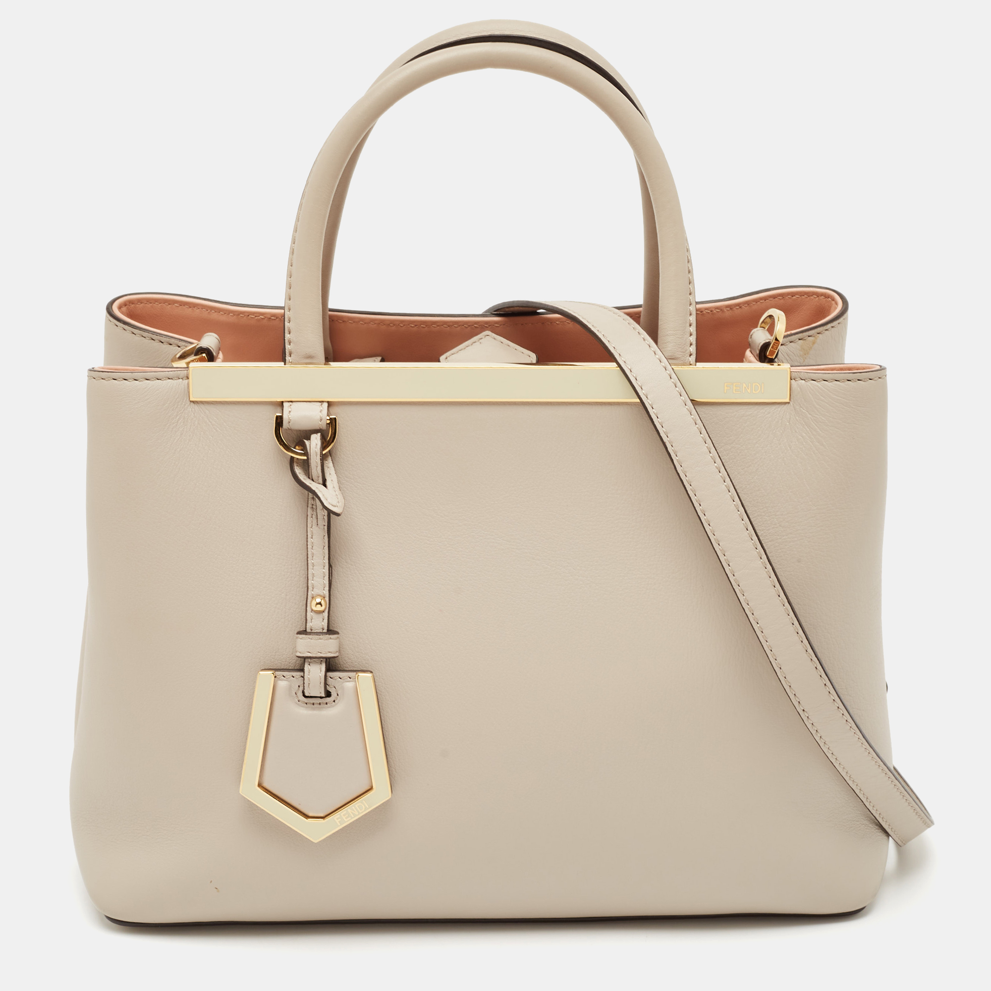 

Fendi Light Grey Leather Small 2Jours Tote