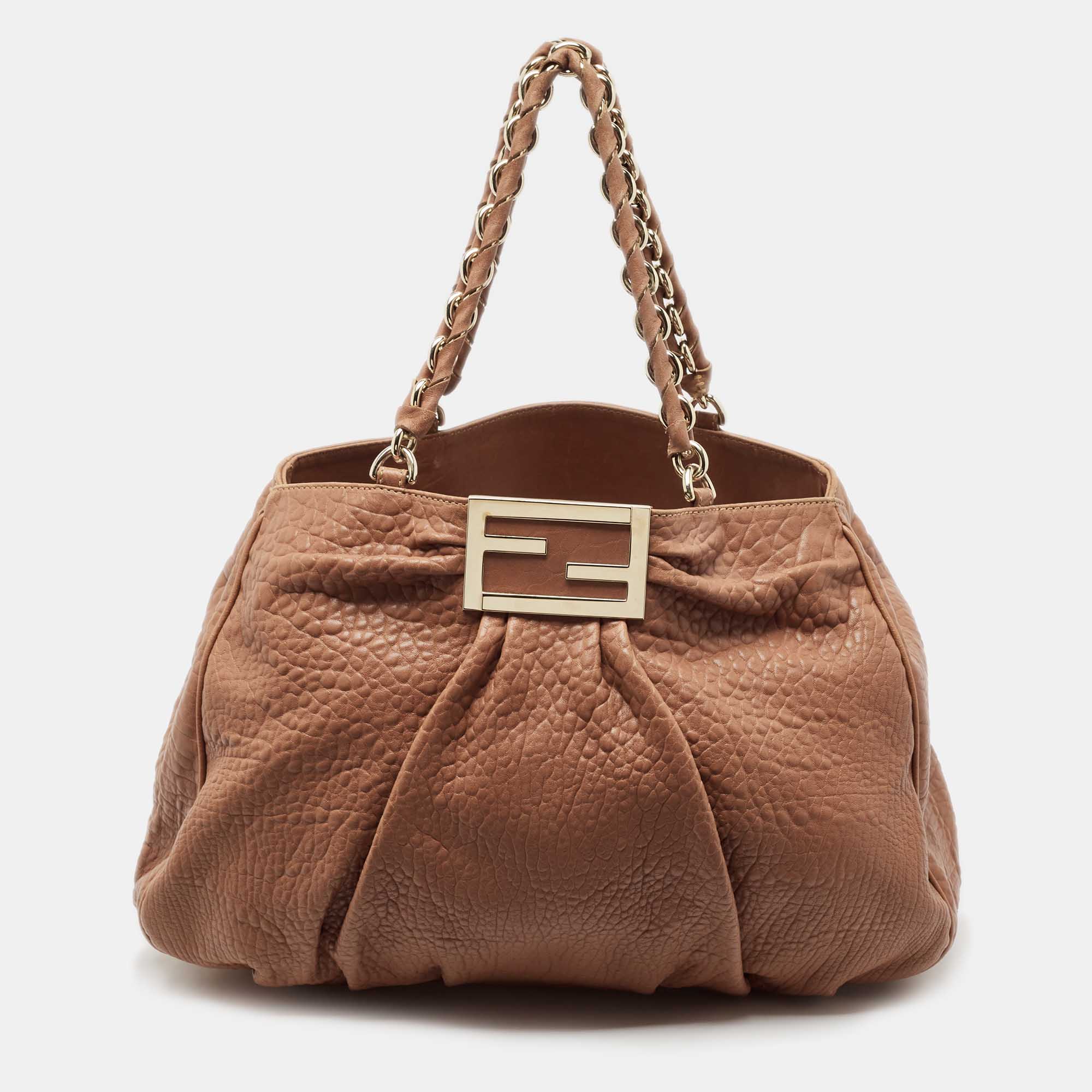 

Fendi Brown Leather Large Mia Shoulder Bag