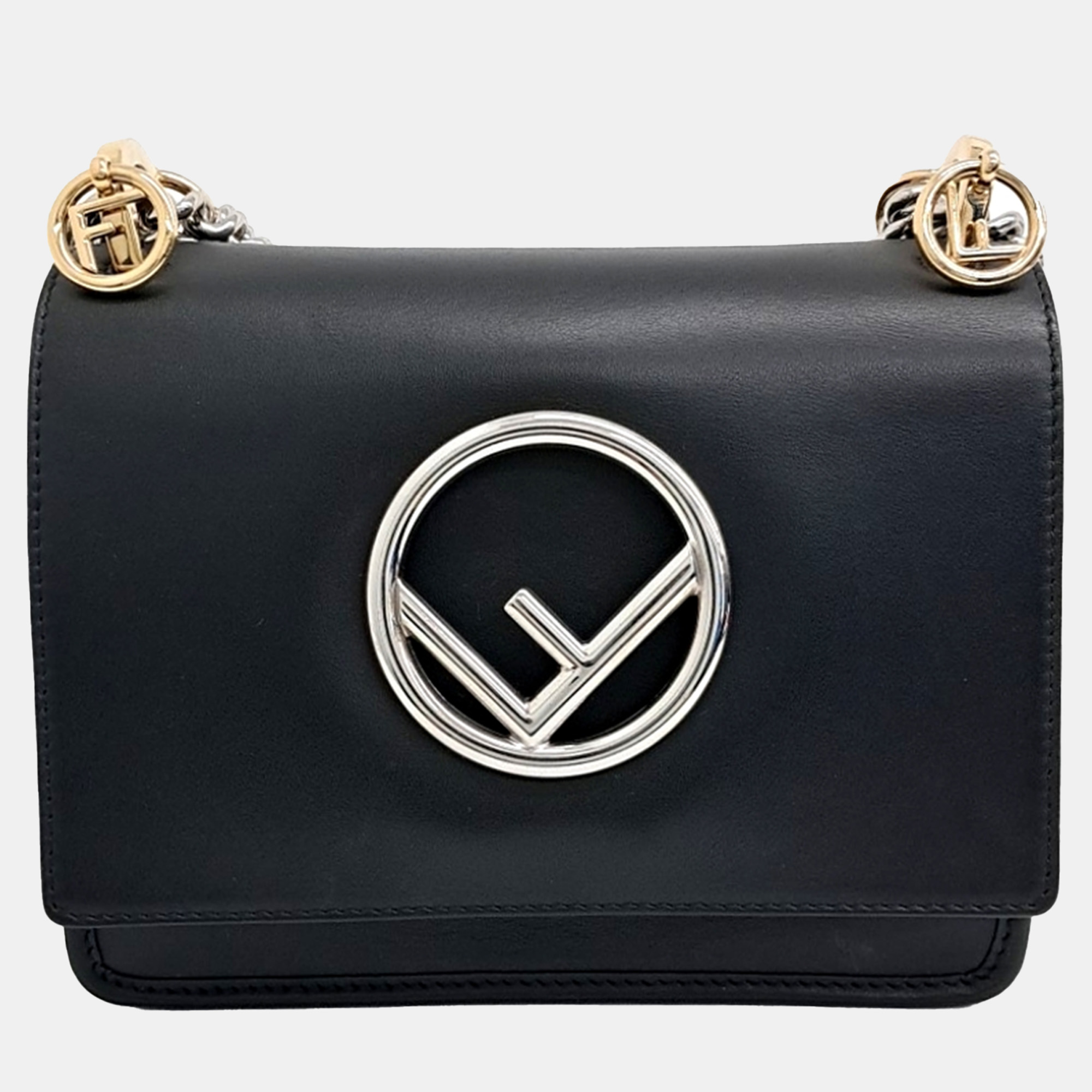 

Fendi Black Leather Can Eye F Small Bag