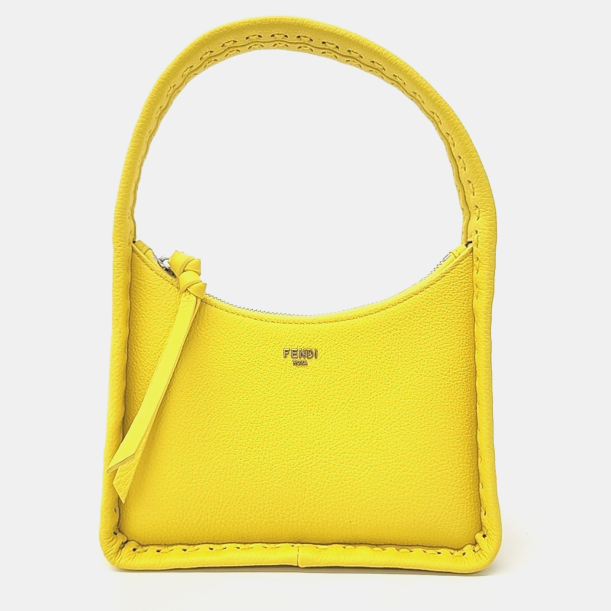 

Fendi Yellow Leather Fendesense Hobo Mini Bag