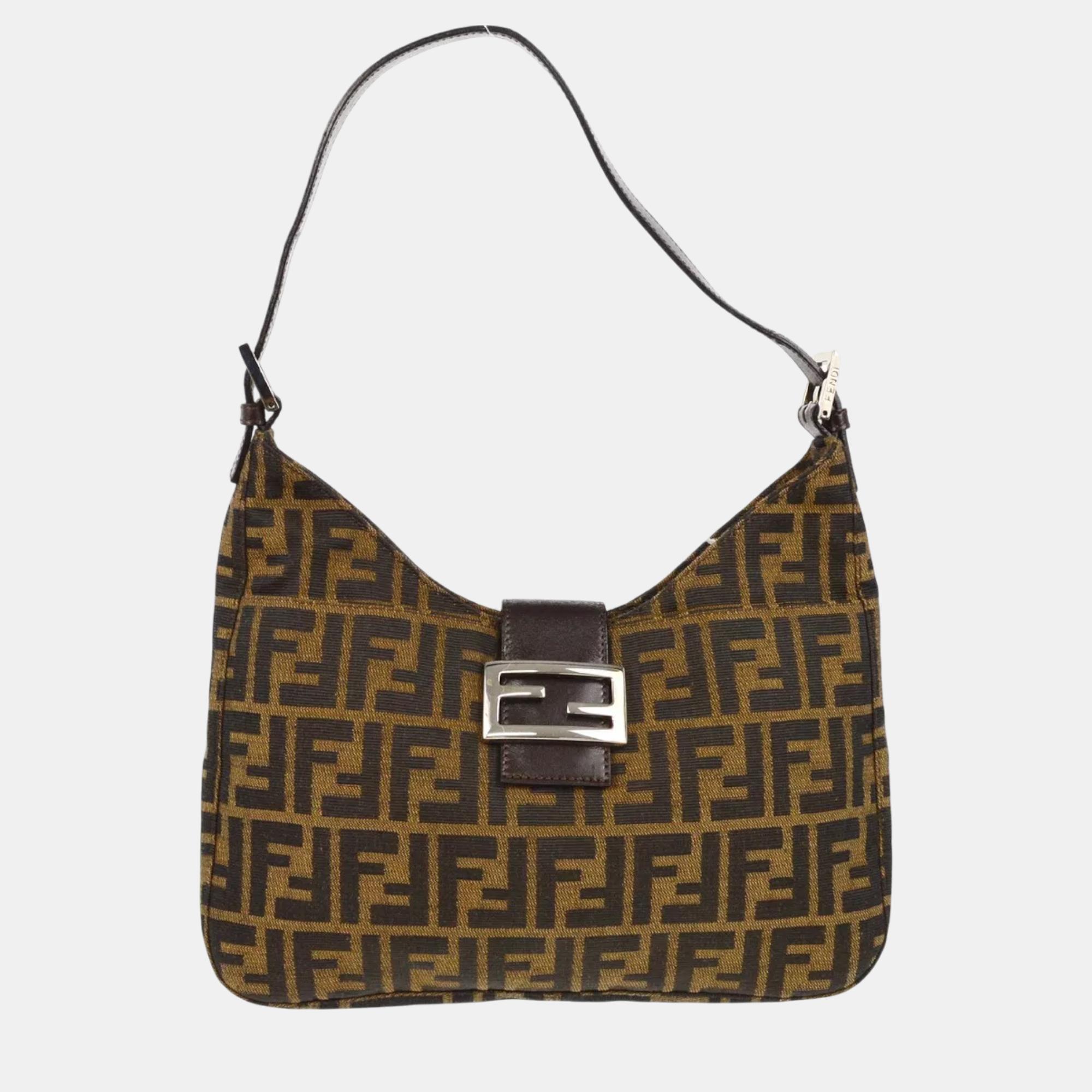 

Fendi Brown Zucca Hobo Shoulder Bag, Black