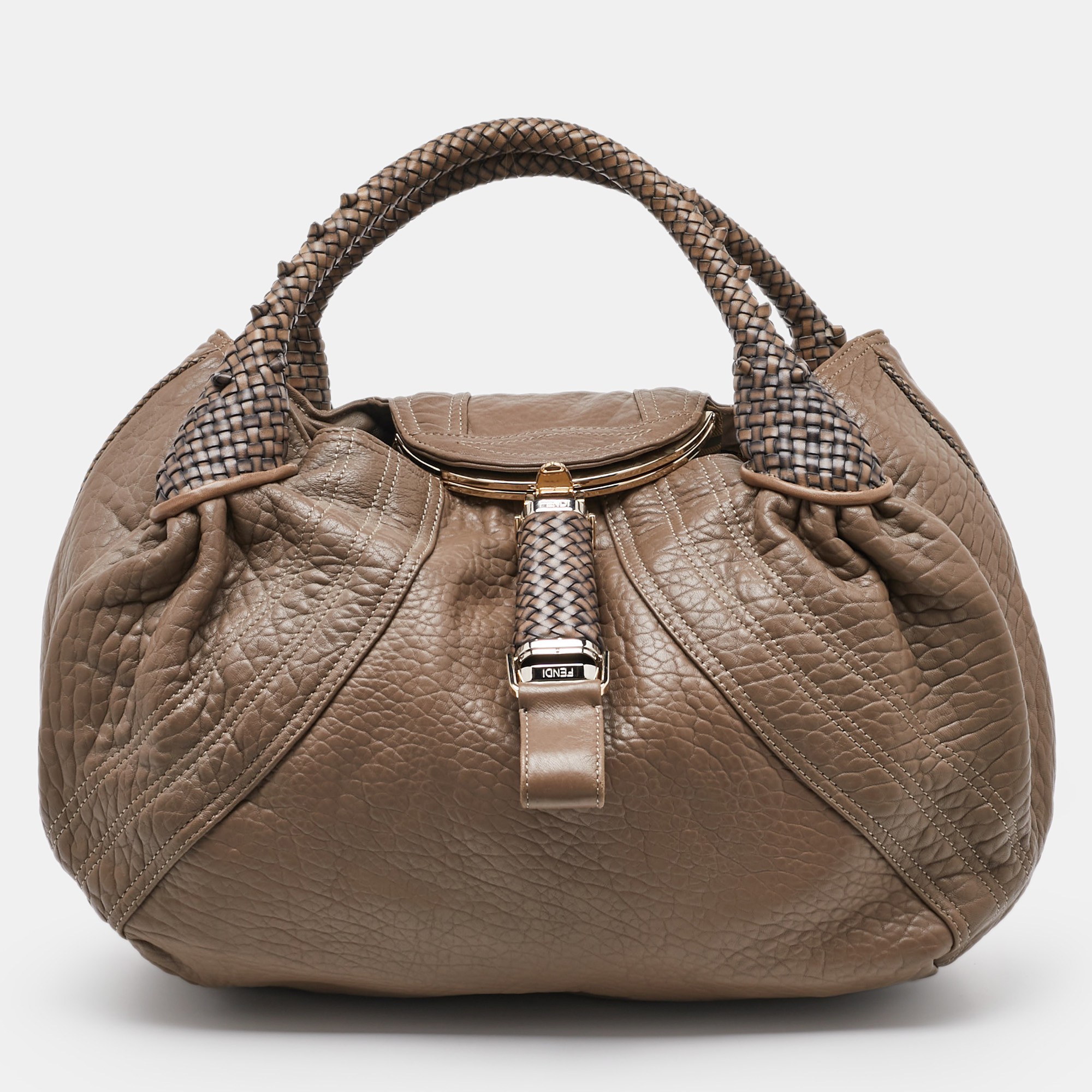 

Fendi Grey Textured Leather Spy Hobo