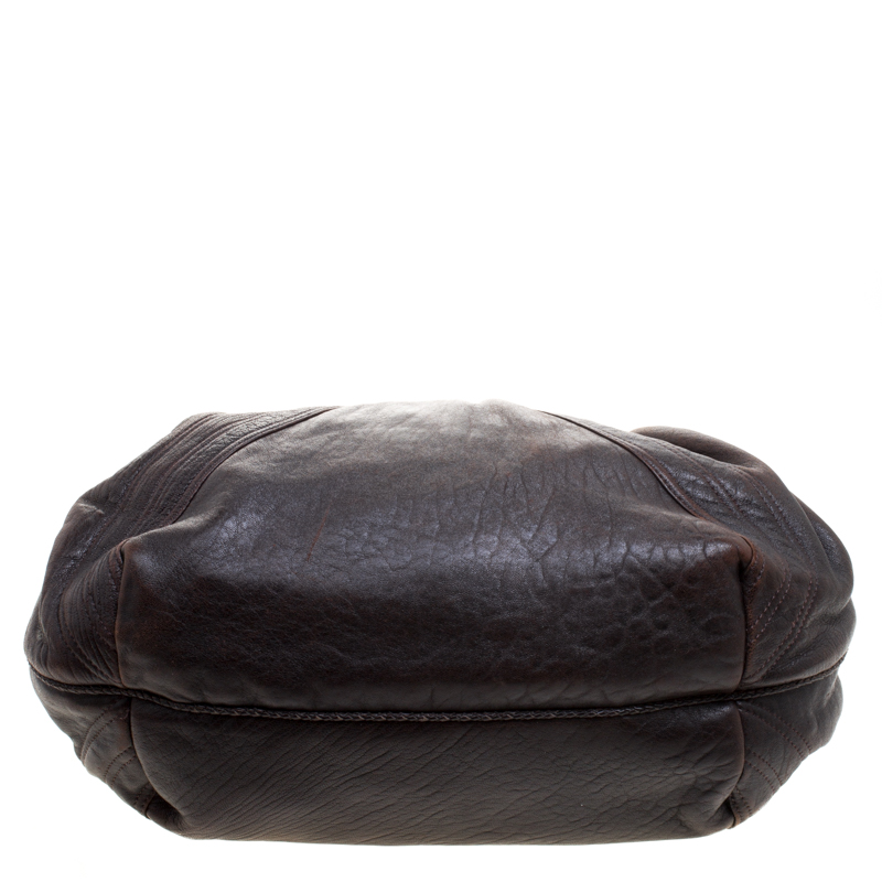 Pre-owned Fendi Dark Brown Leather Large Spy Bag