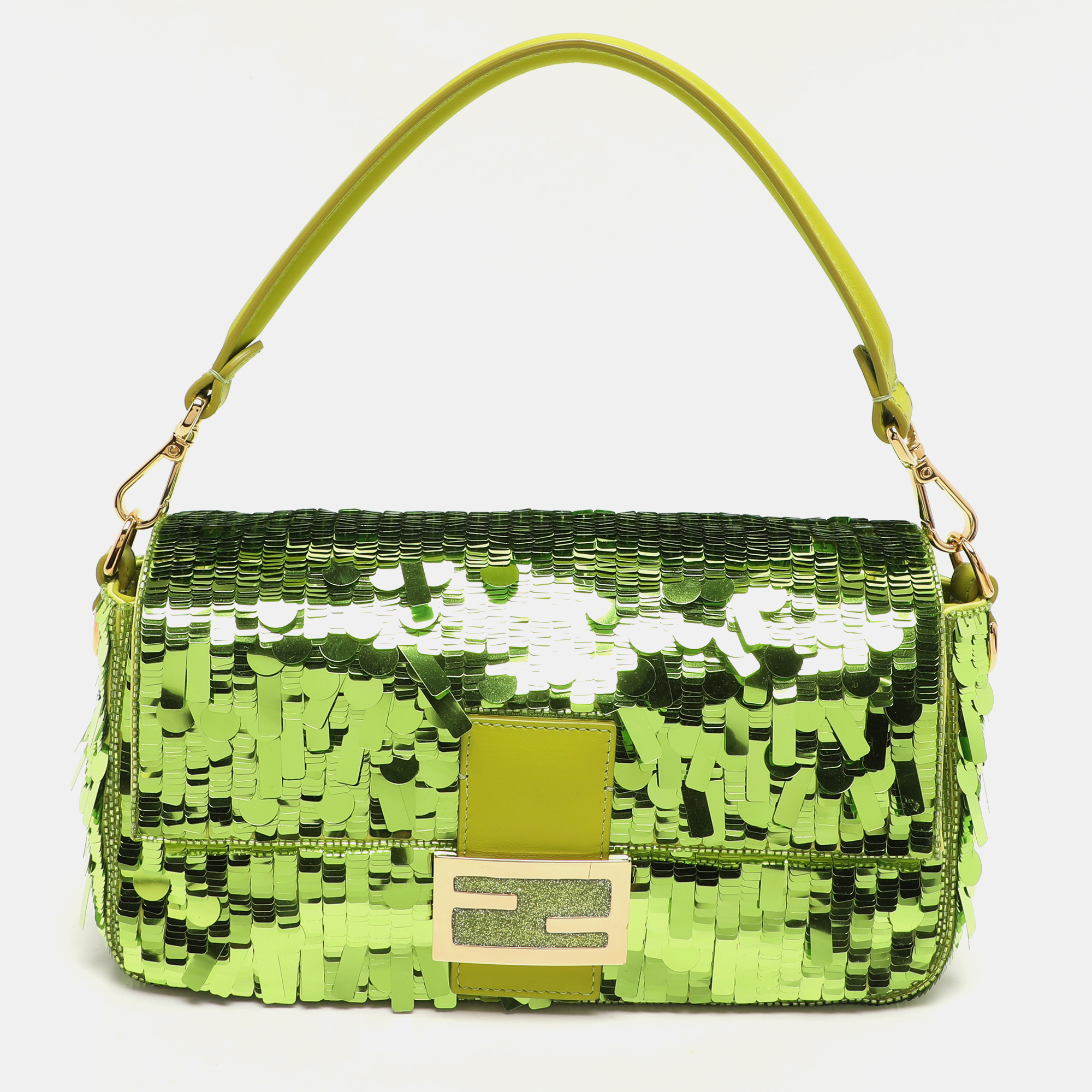 

Fendi Green Sequins Paillettes Medium Sex and The City Baguette Bag