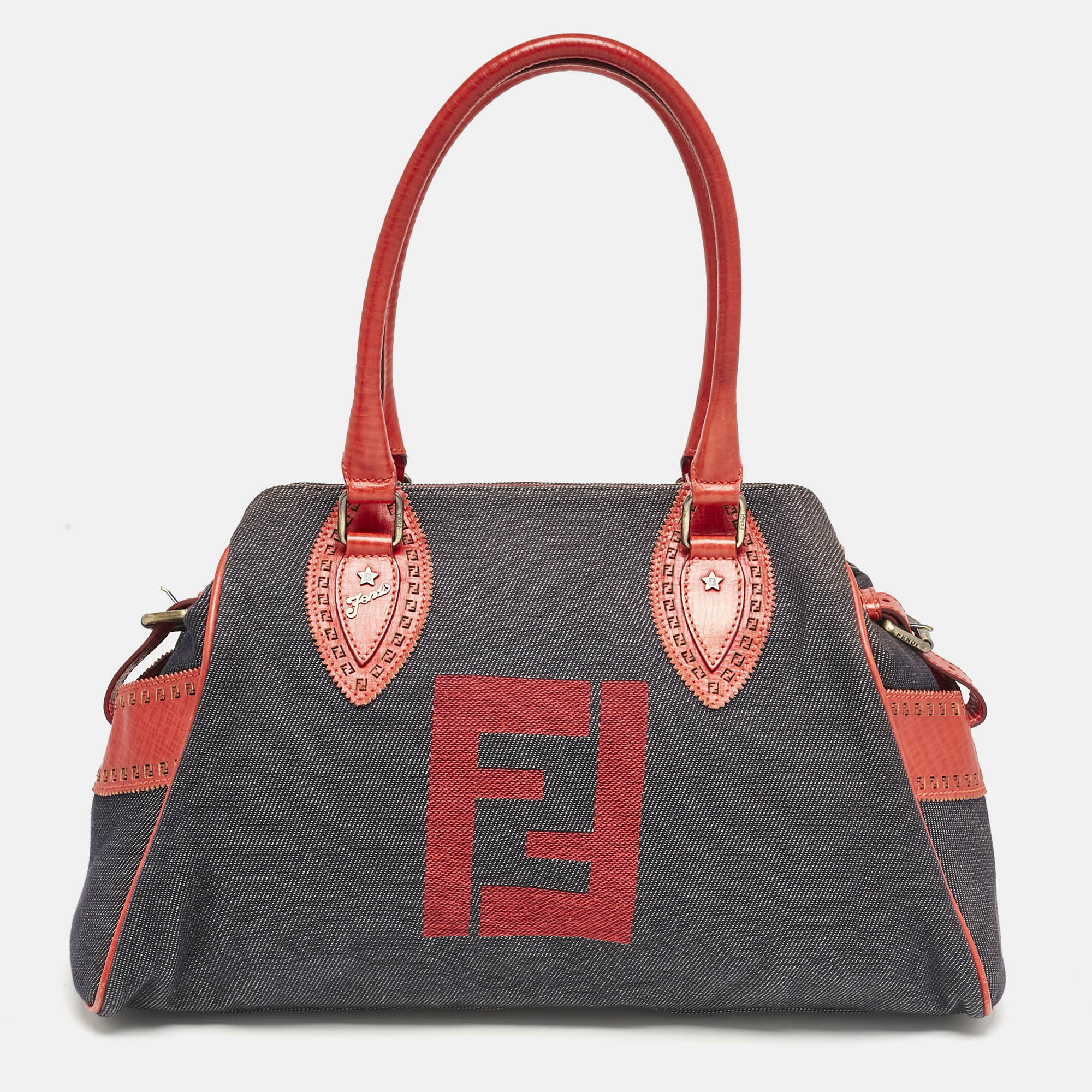 

Fendi Red/Blue Denim Chef Du Jour Satchel