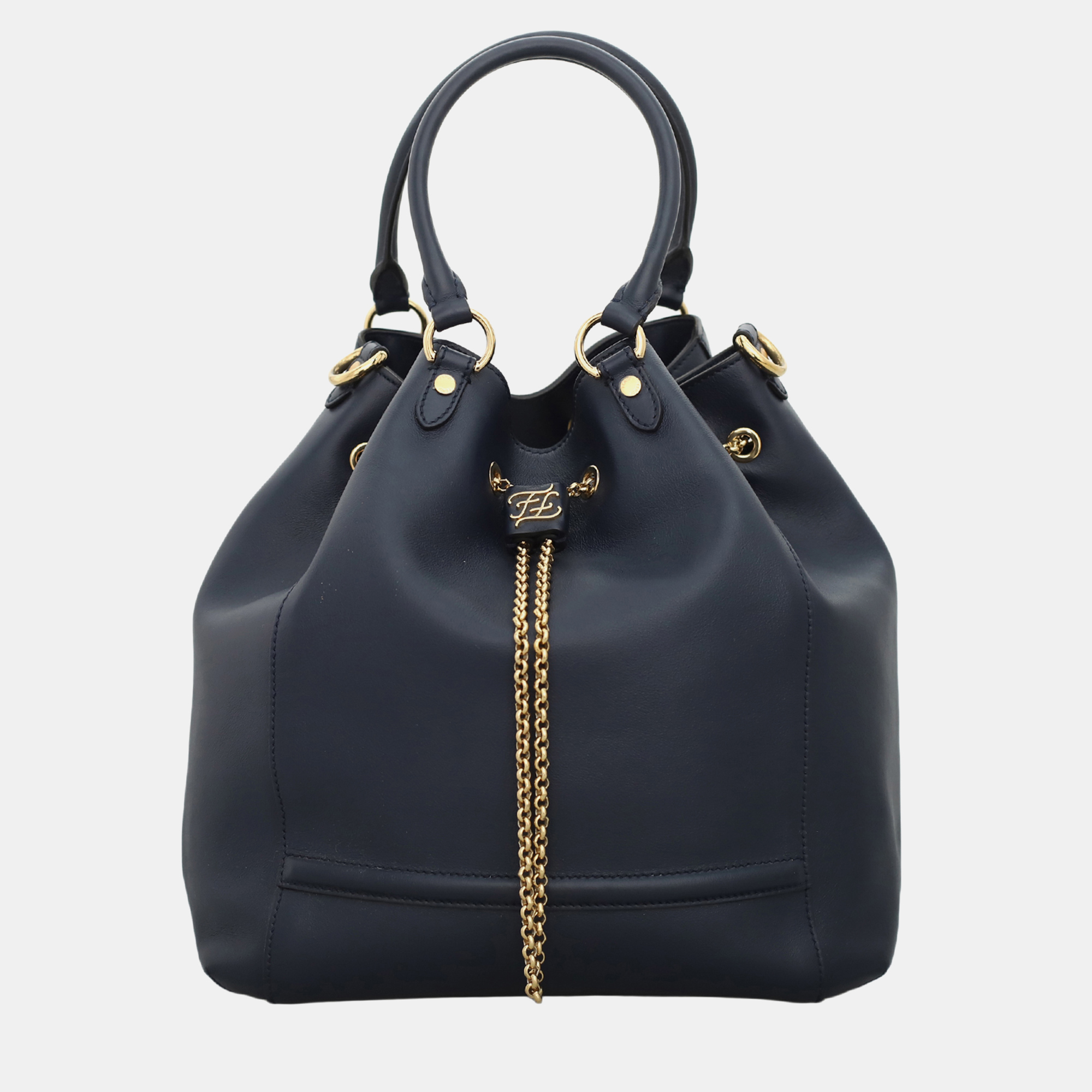 

Karligraphy Chain Medium Bucket Bag, Blue