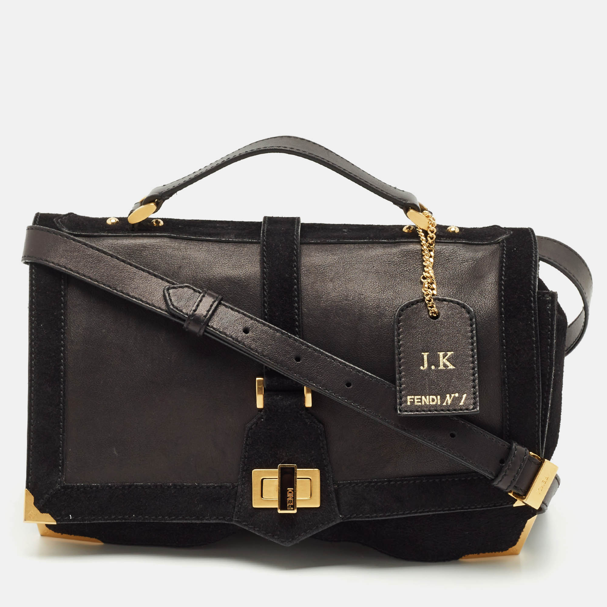 

Fendi Black Leather and Suede Classico No.1 Top Handle Bag