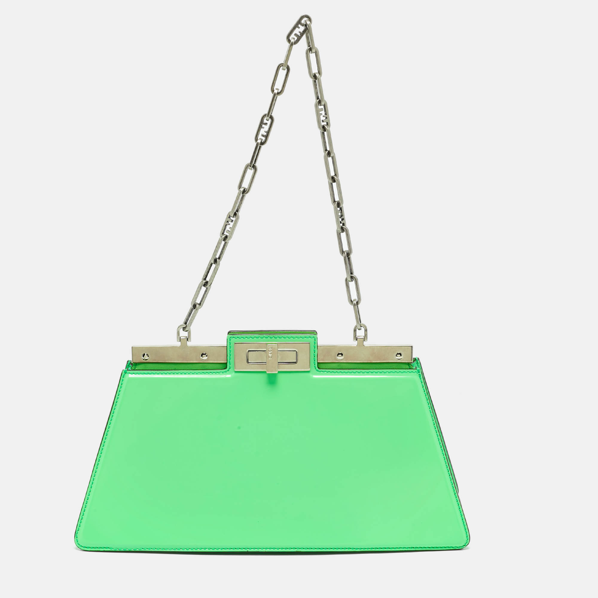 

Fendi Green Brushed Leather  Peekaboo Cut Bag