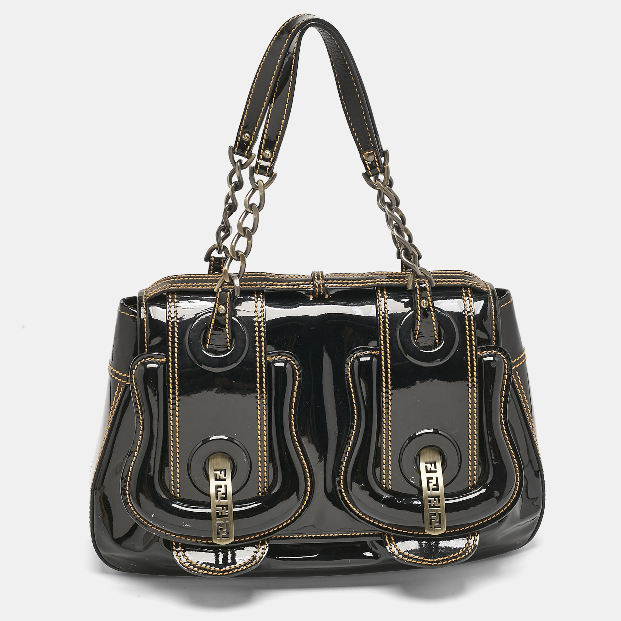 

Fendi Black patent Leather B Shoulder Bag