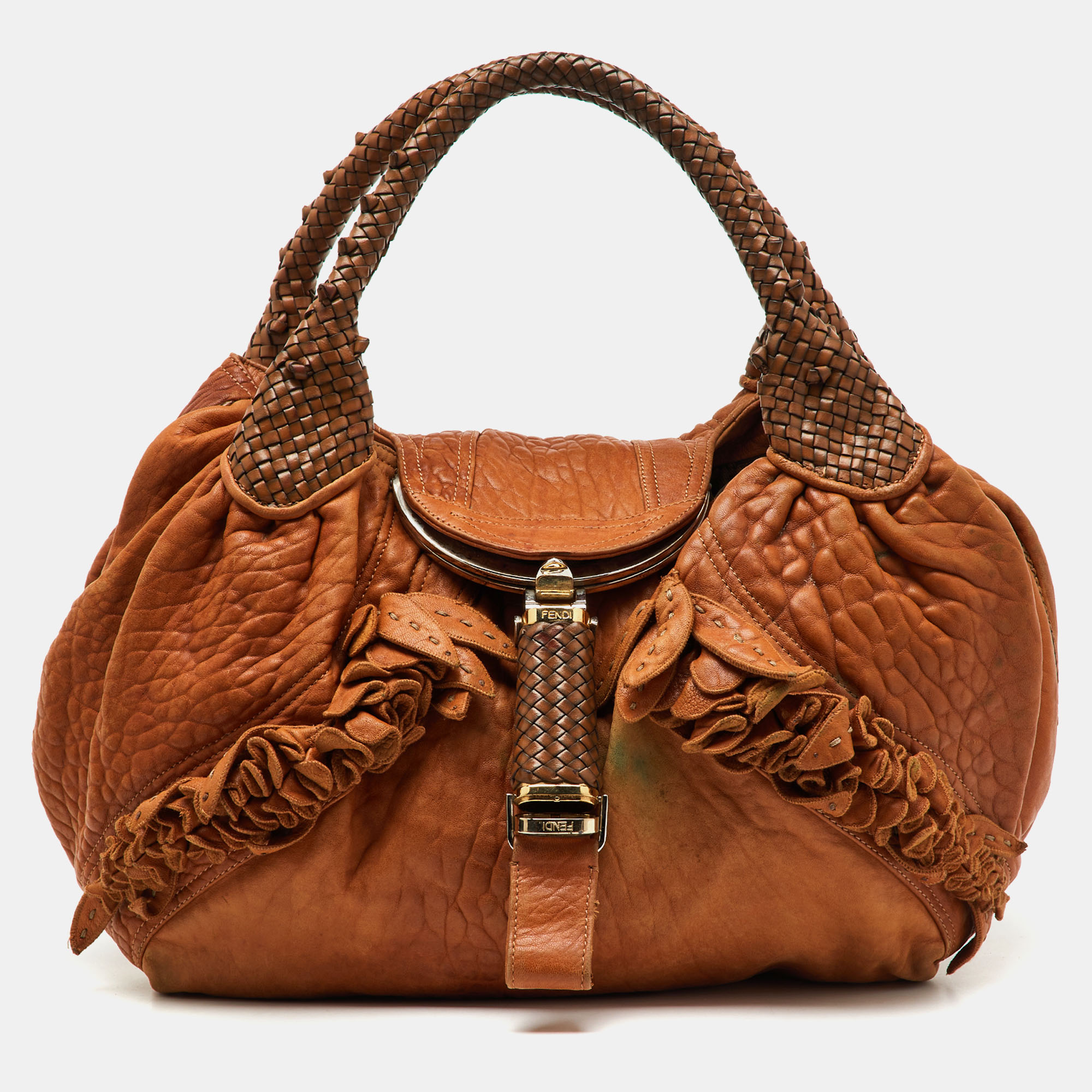 

Fendi Brown Pebbled Leather Spy Bag
