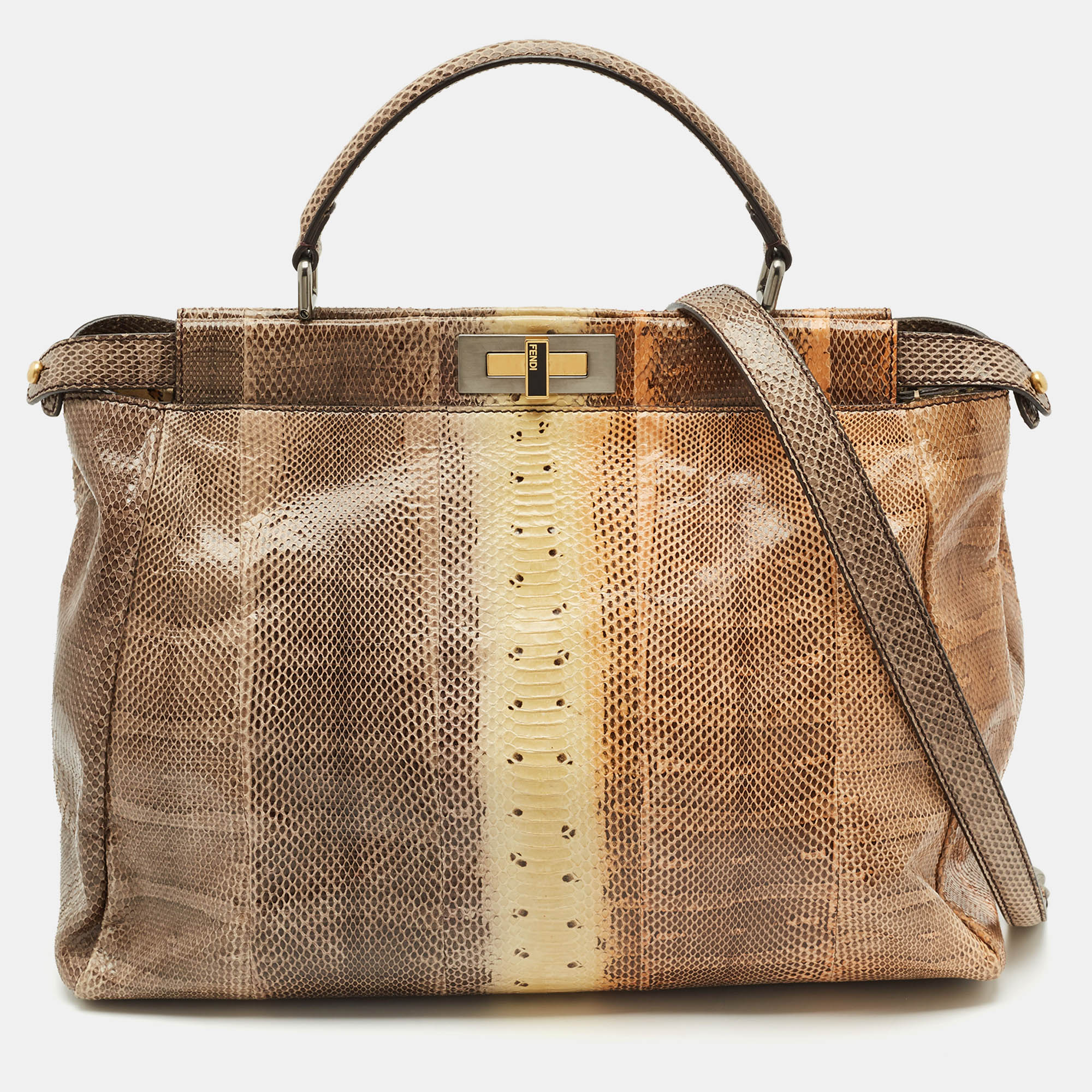 

Fendi Multicolor Python  Peekaboo Top Handle Bag