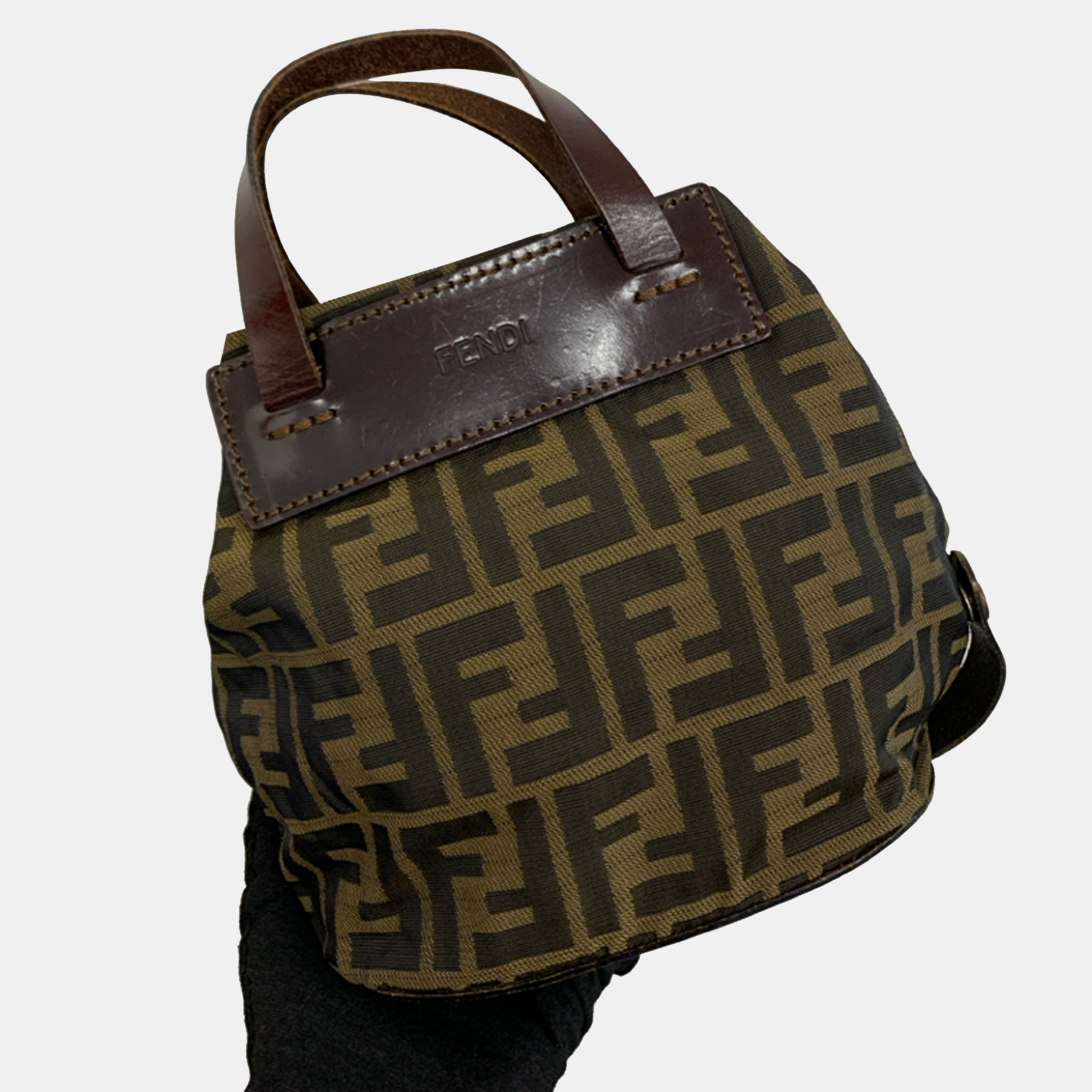 

Fendi Canvas Vintage Zucca Handle Bucket bag, Brown