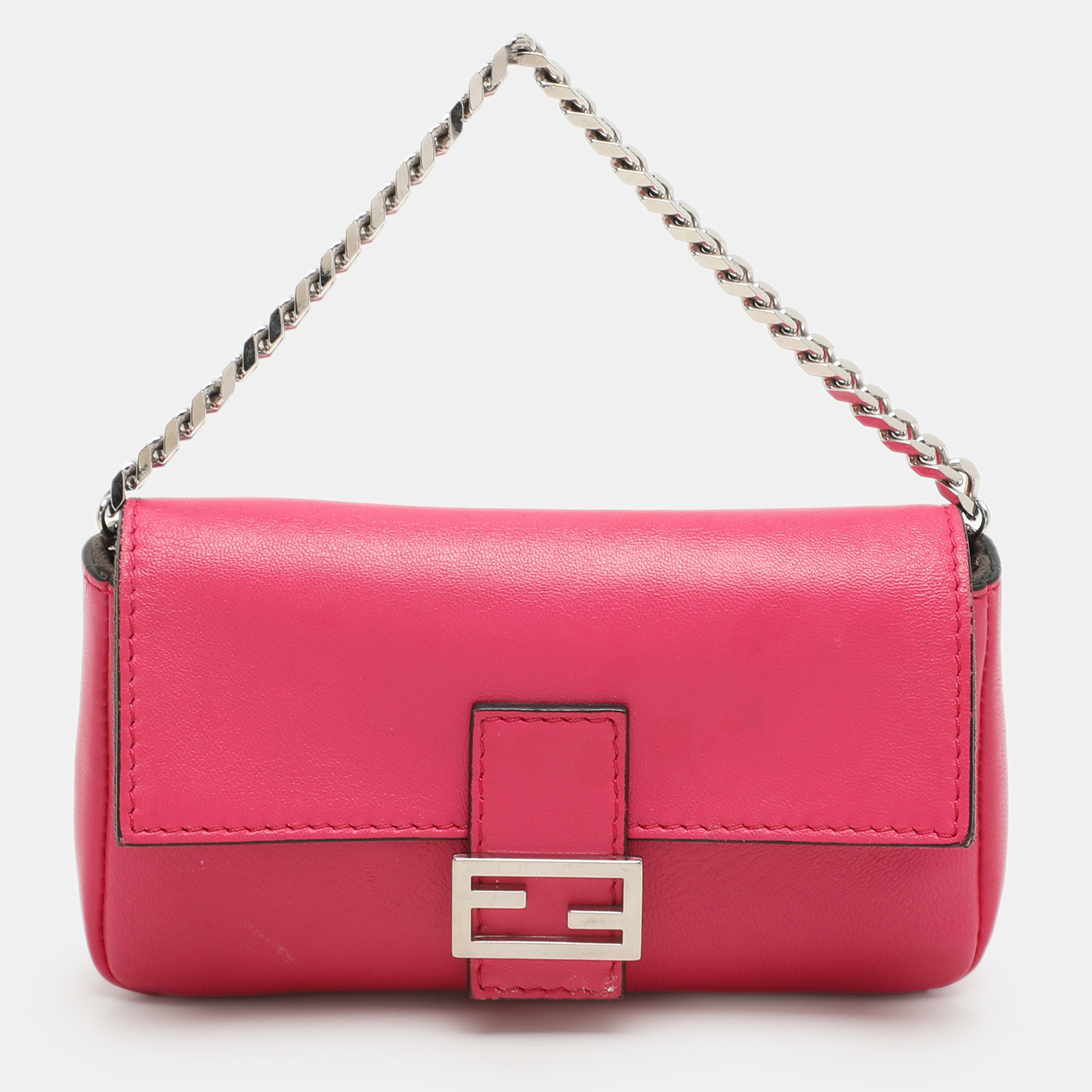 

Fendi Pink Leather Micro Baguette Bag