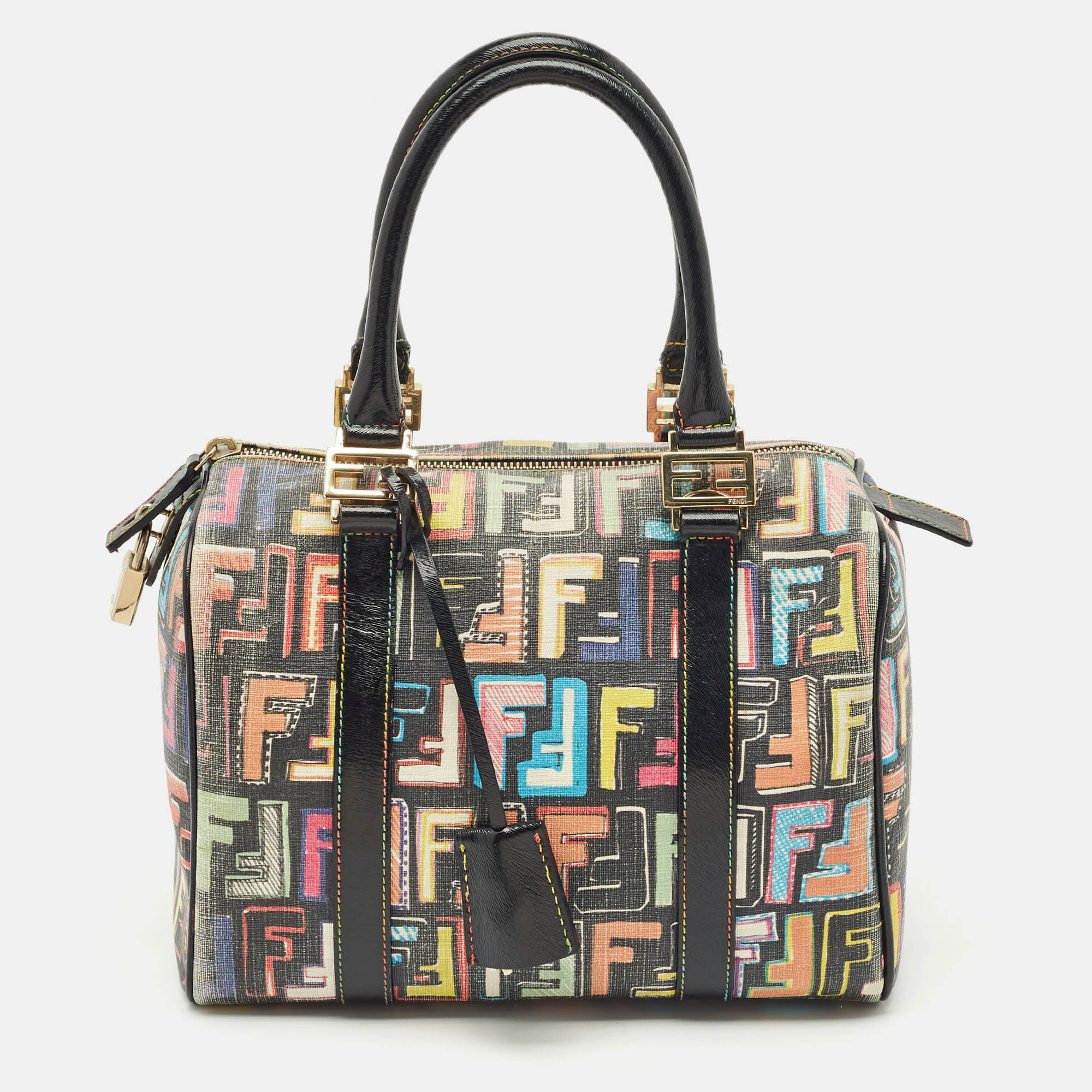 

Fendi Multicolor Zucca Coated Canvas  Forever Boston Bag