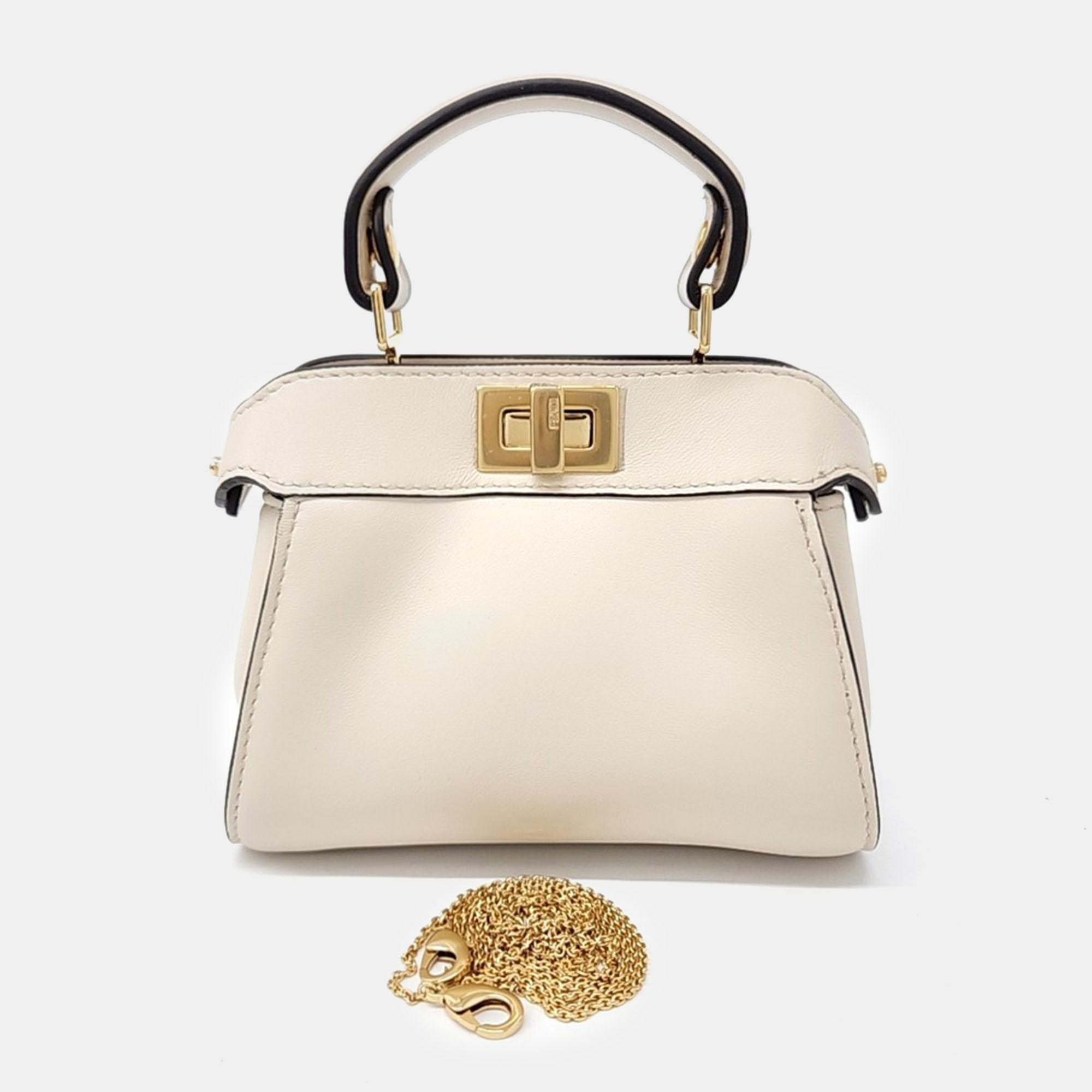 

Fendi Cream Leather Nano Peekaboo Crossbody Bag